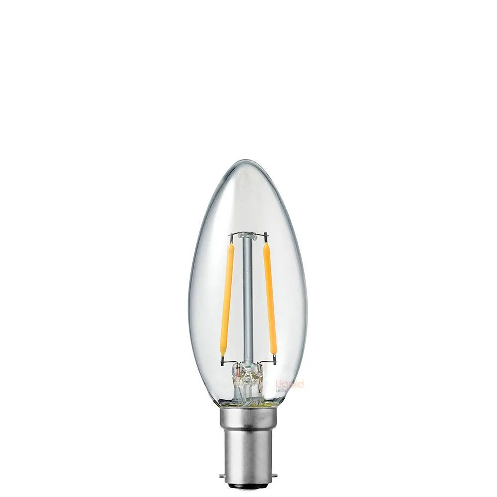 2W Candle LED Bulb B15 Clear in Warm White