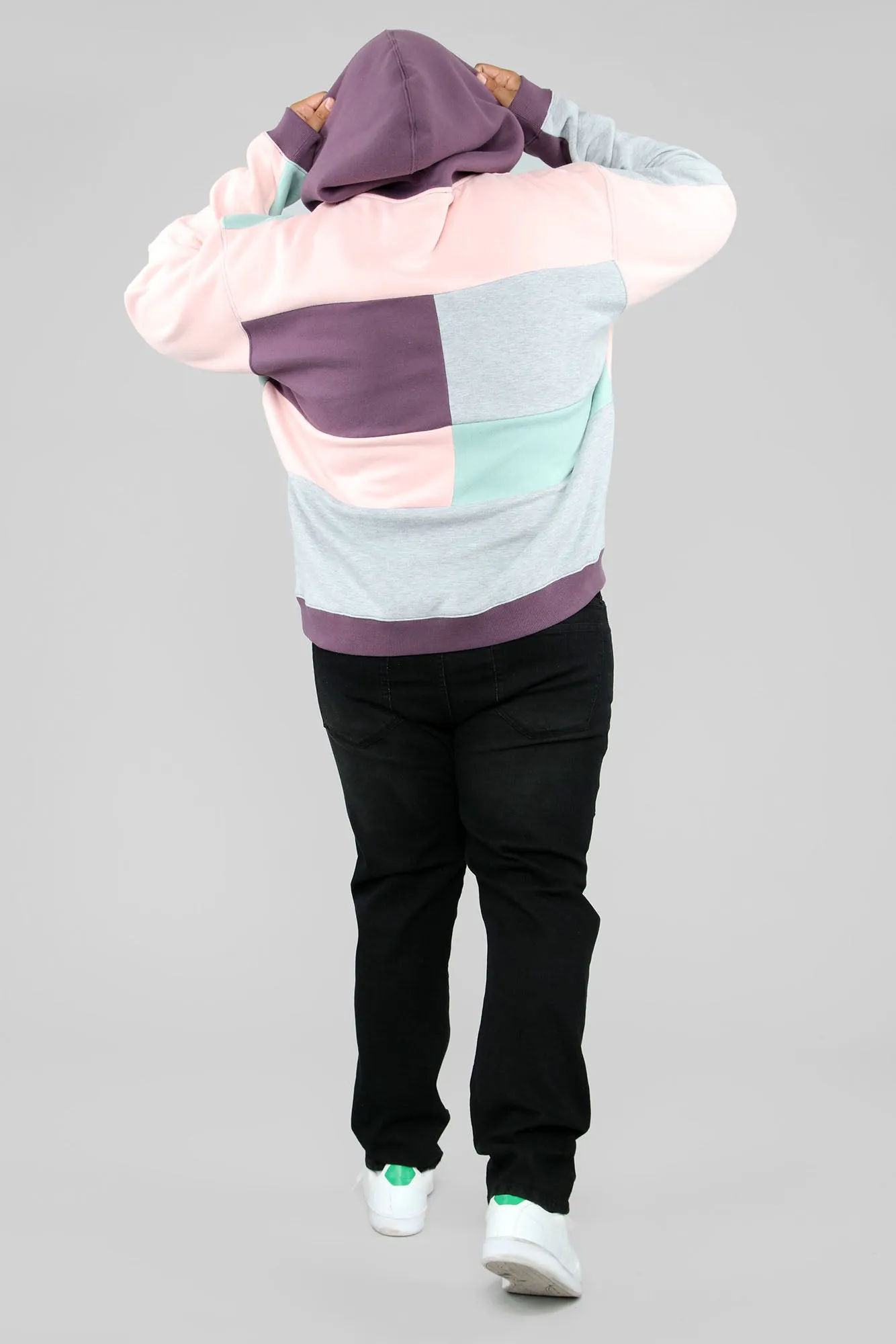 80's Colorblock Hoodie - Pink/Combo