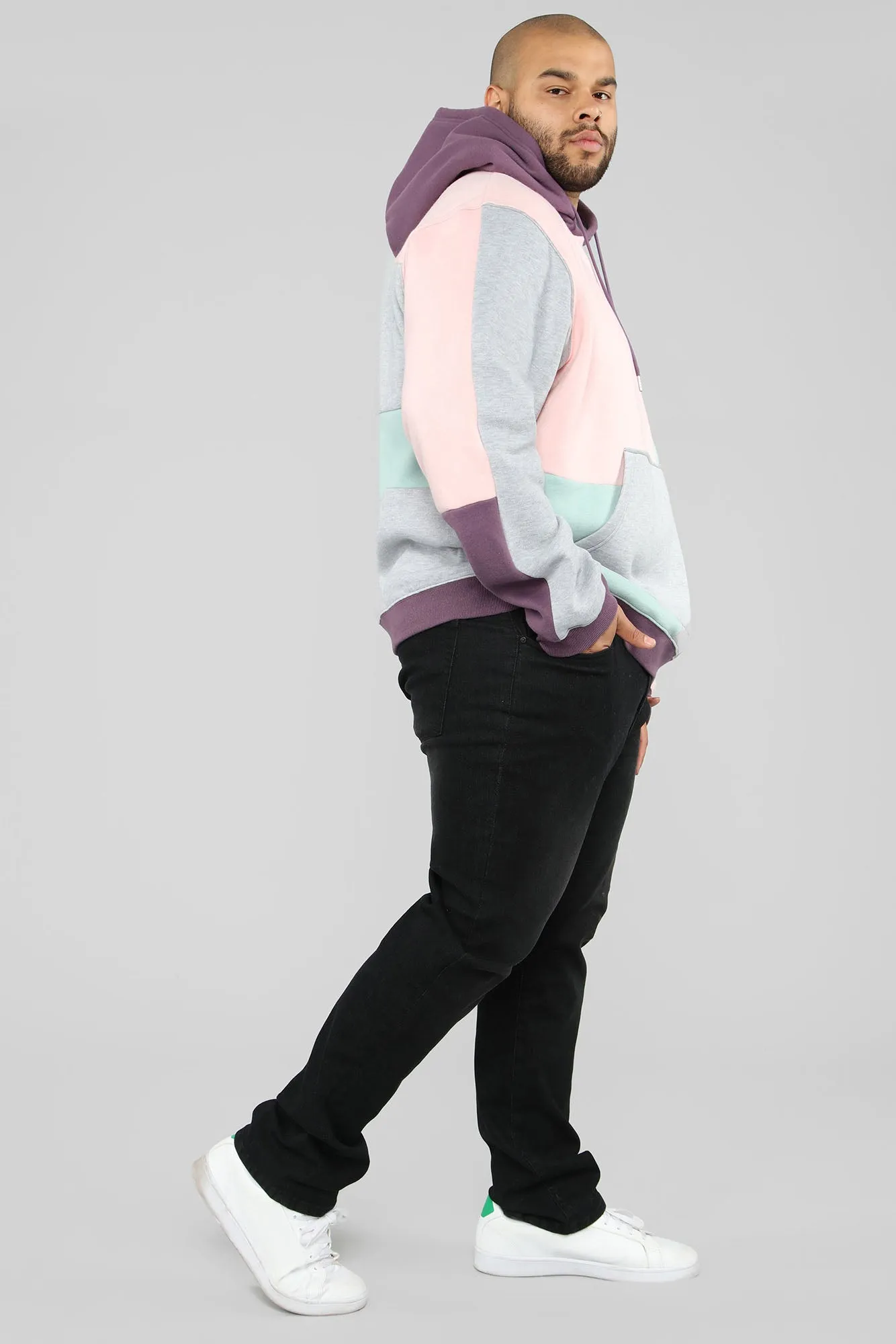 80's Colorblock Hoodie - Pink/Combo