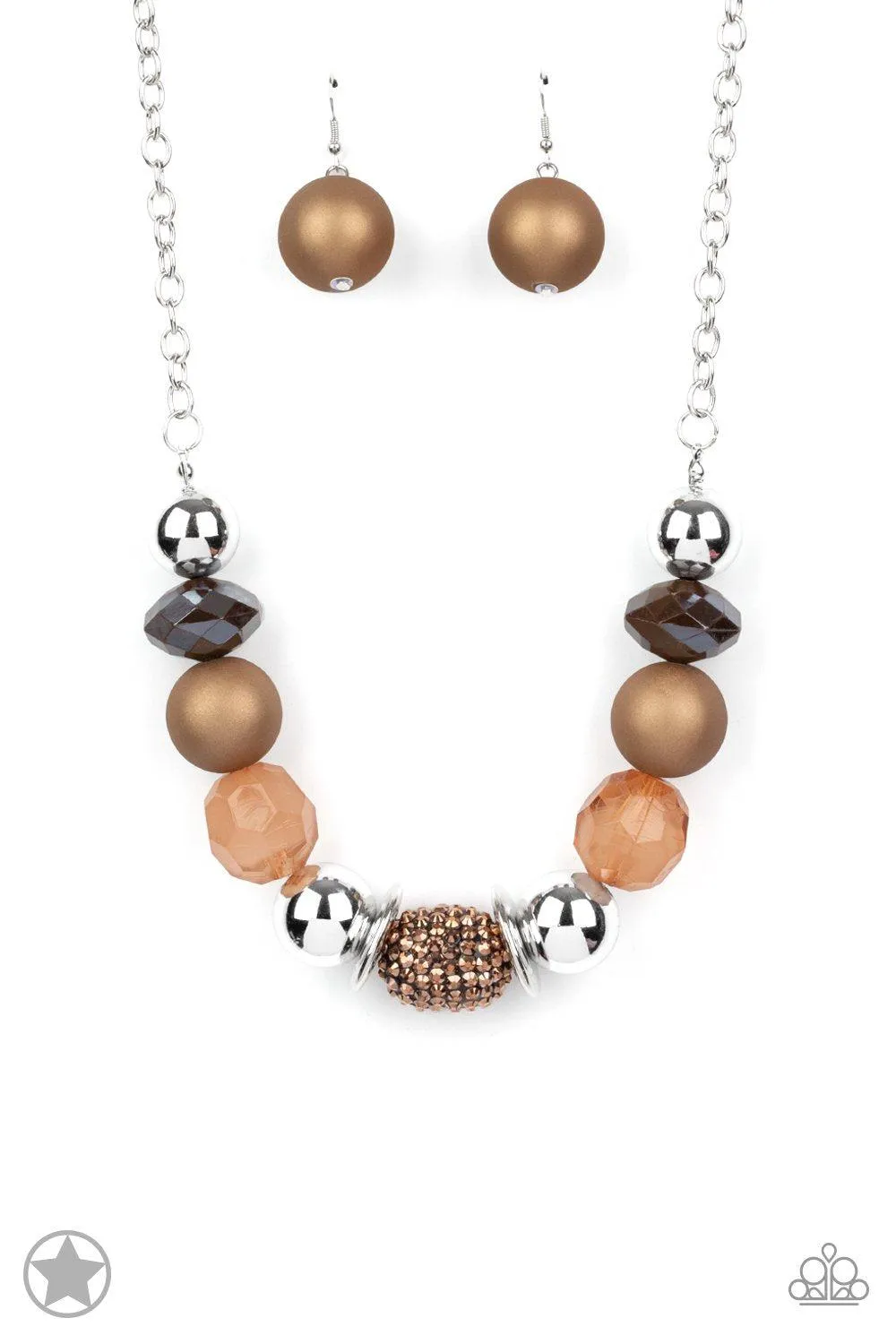 A Warm Welcome Copper Bead Necklace and matching Earrings - Paparazzi Accessories