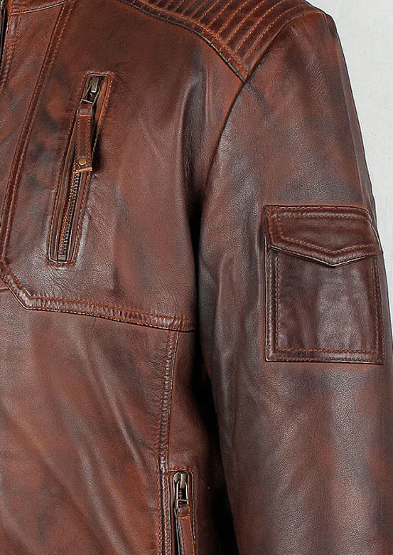 Allen Men's Burnished Timber Leather Jacket