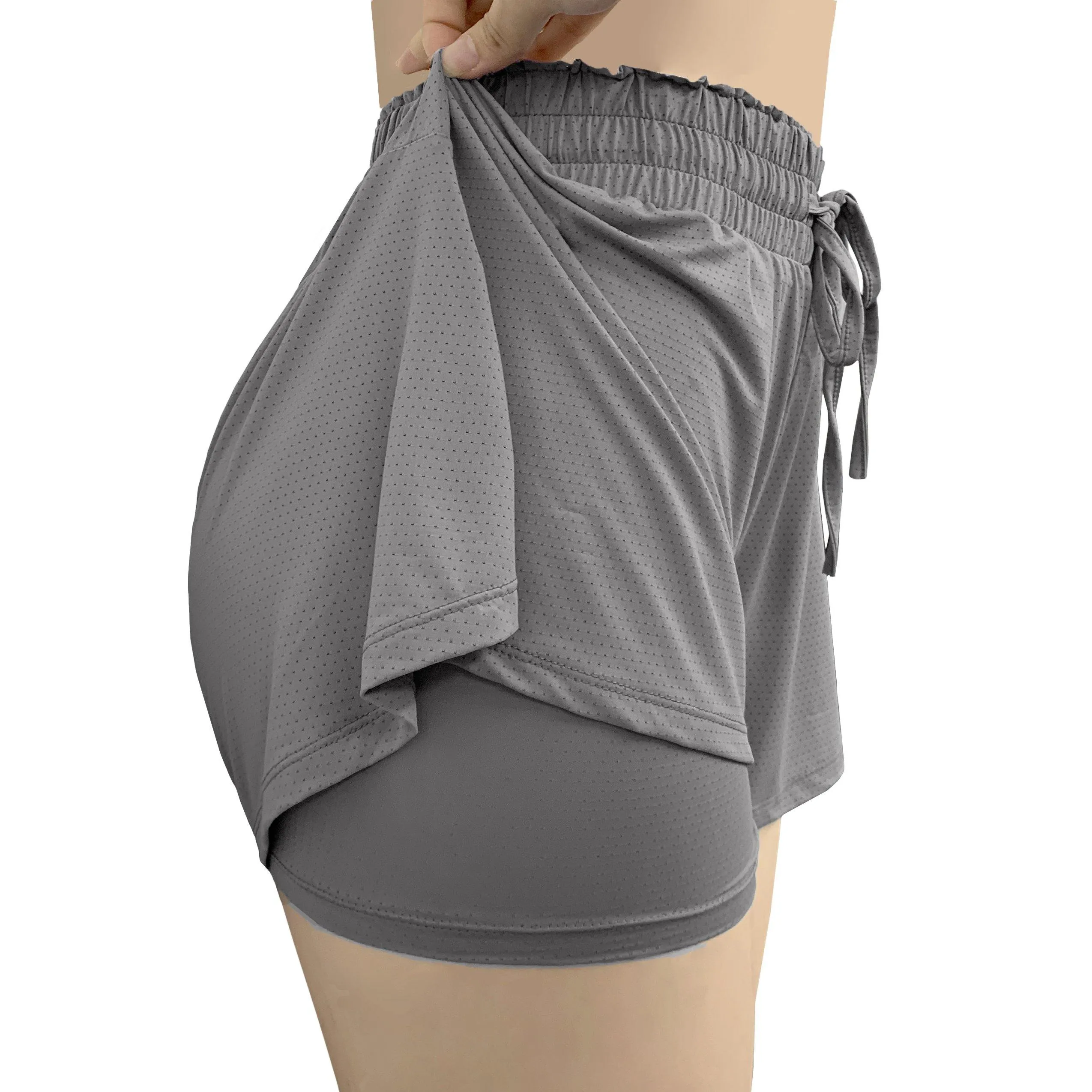 ALWAYS High Waisted Running Shorts - Comfortable Pleated Athletic Workout Shorts with Drawstrings