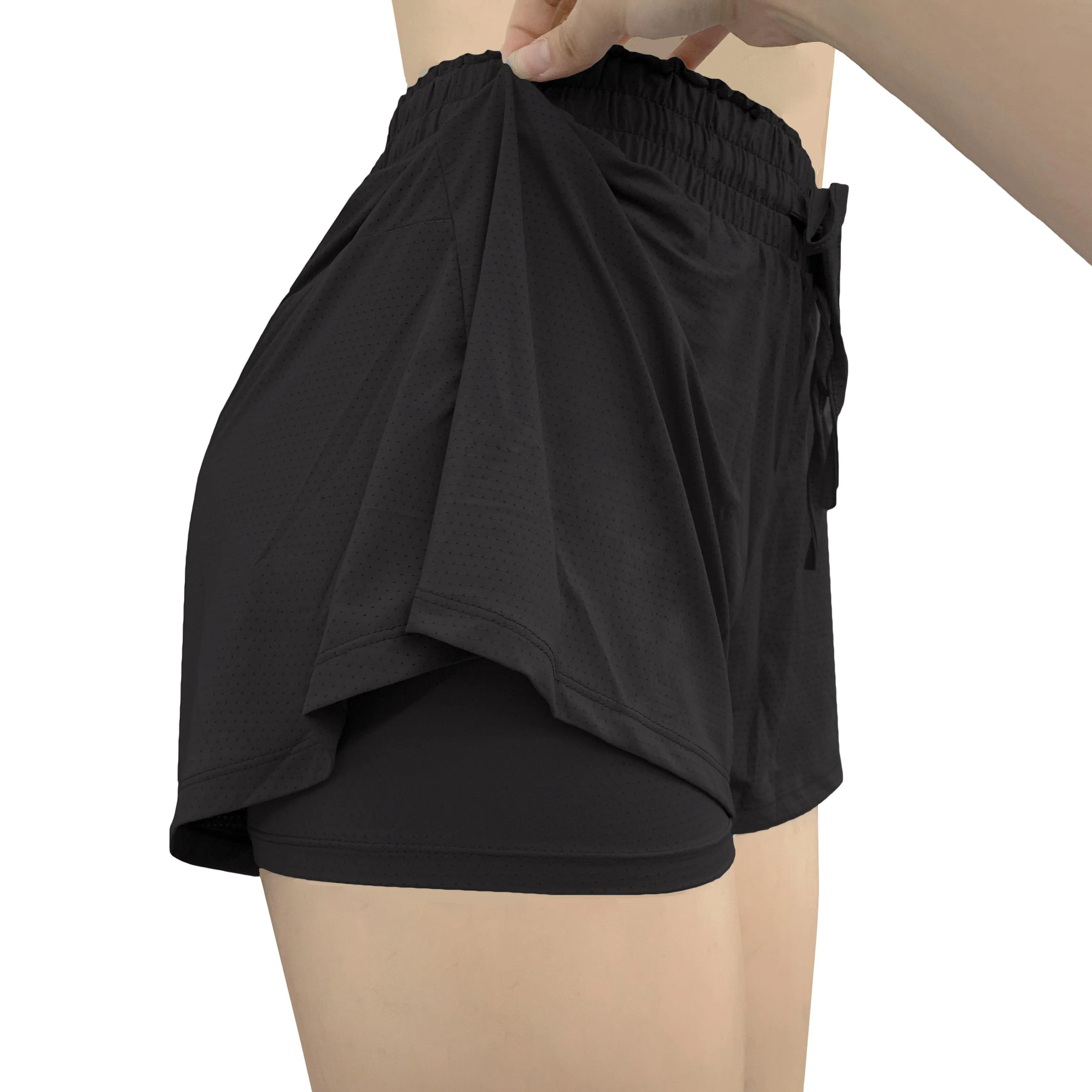 ALWAYS High Waisted Running Shorts - Comfortable Pleated Athletic Workout Shorts with Drawstrings