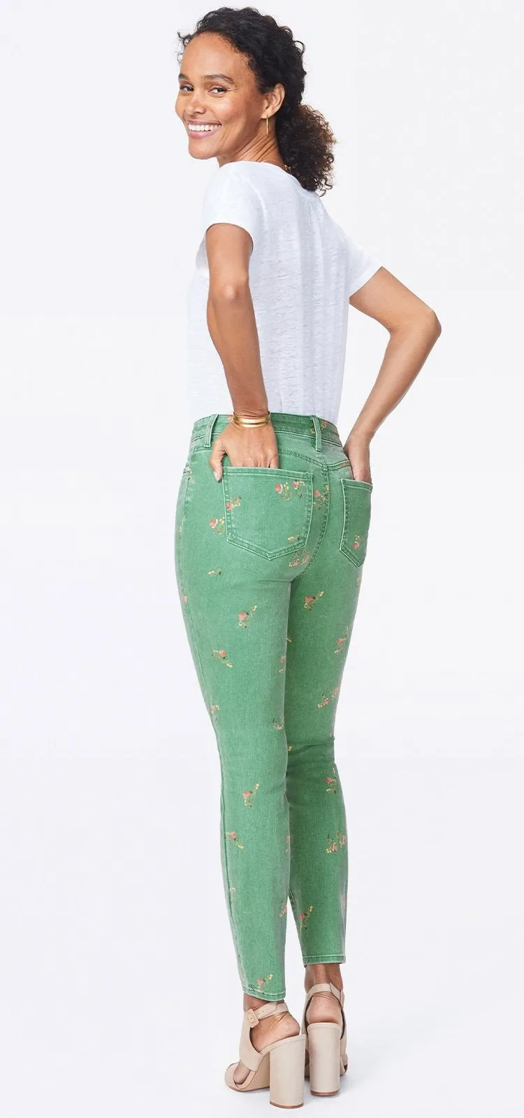 Ami Skinny Jeans Groen Twill | Native Floral Vanilla