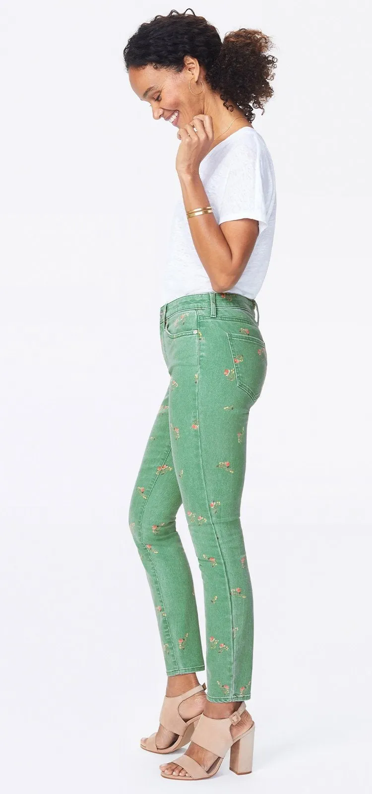 Ami Skinny Jeans Groen Twill | Native Floral Vanilla