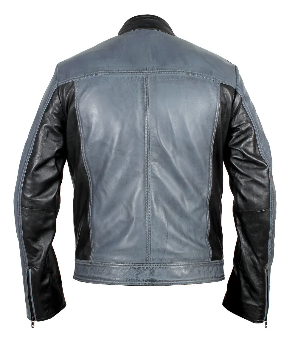 Android black and grey leather jacket