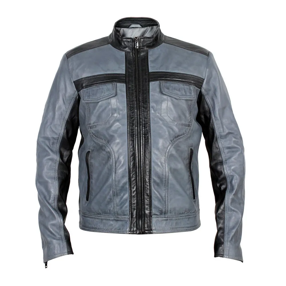 Android black and grey leather jacket