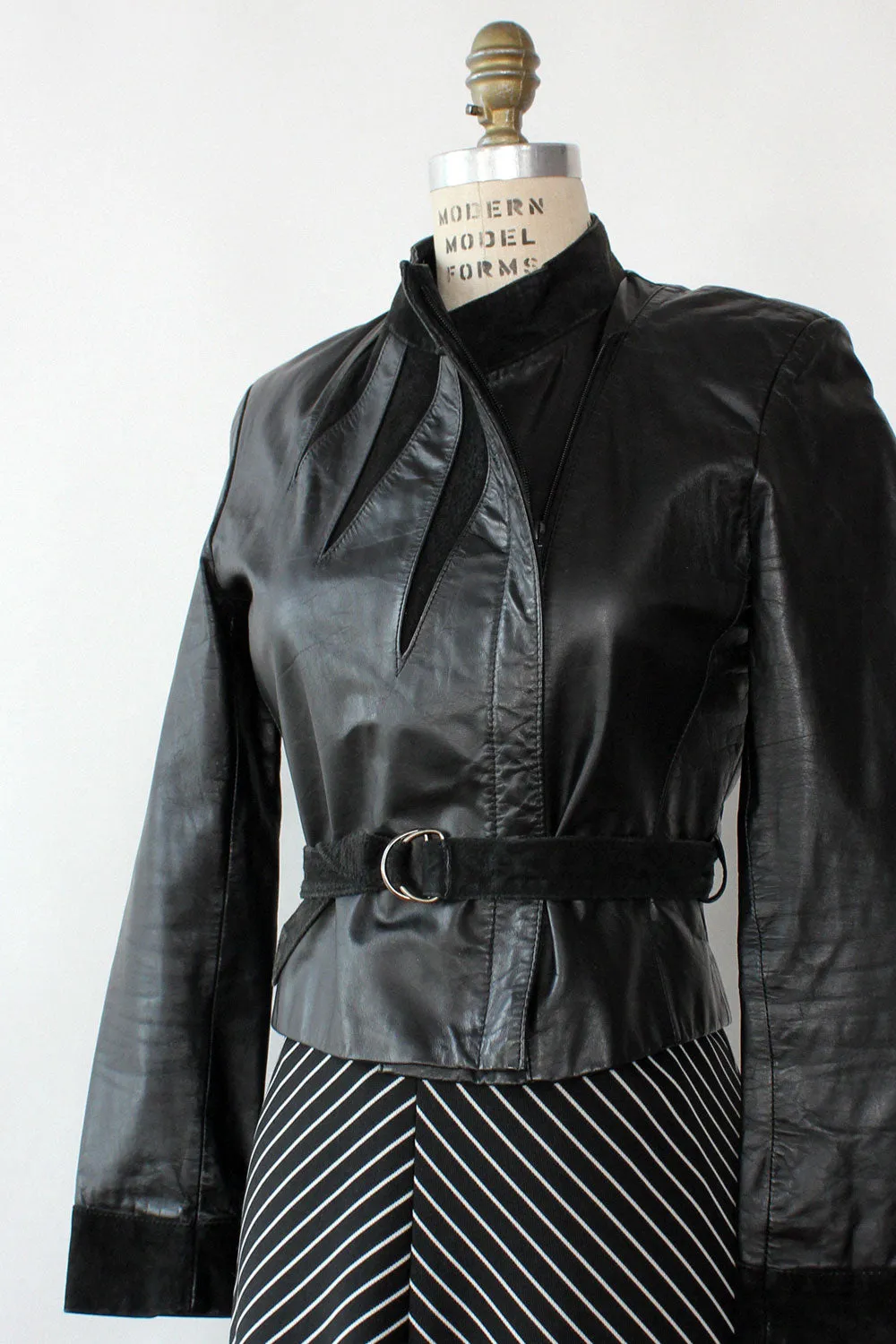 Angular Cropped Leather Jacket XS/S