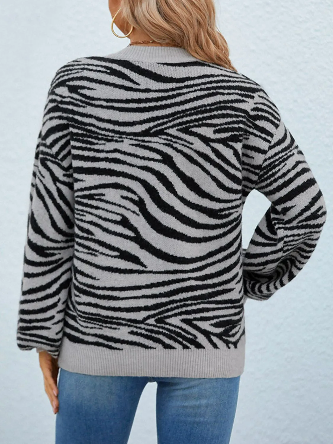 Animal Print Dropped Shoulder Sweater