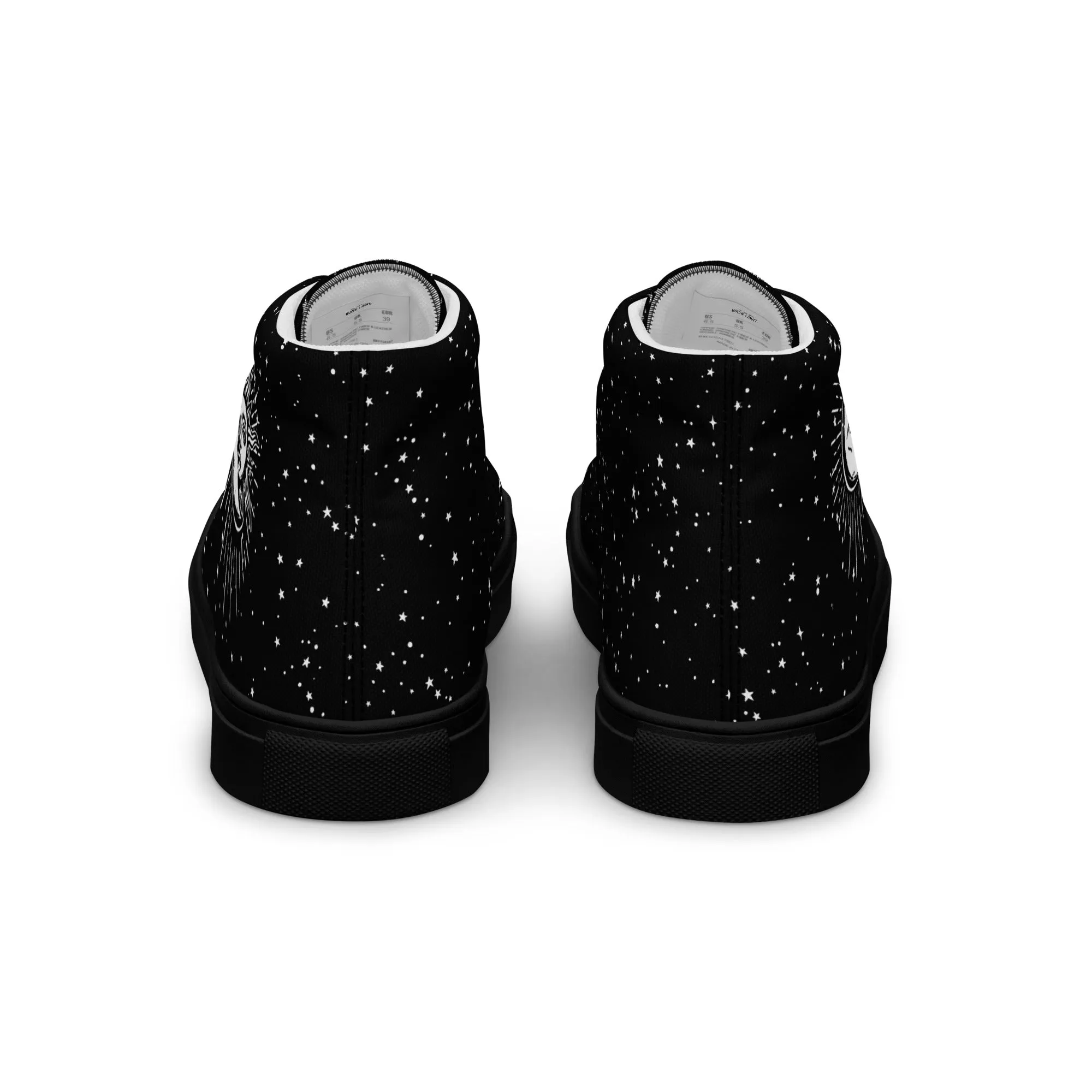 Astral Women’s High Top Shoes - Moon & Stars Vegan Sneakers - Comfortable Goth Trainers - Witchy Astrology Fashion