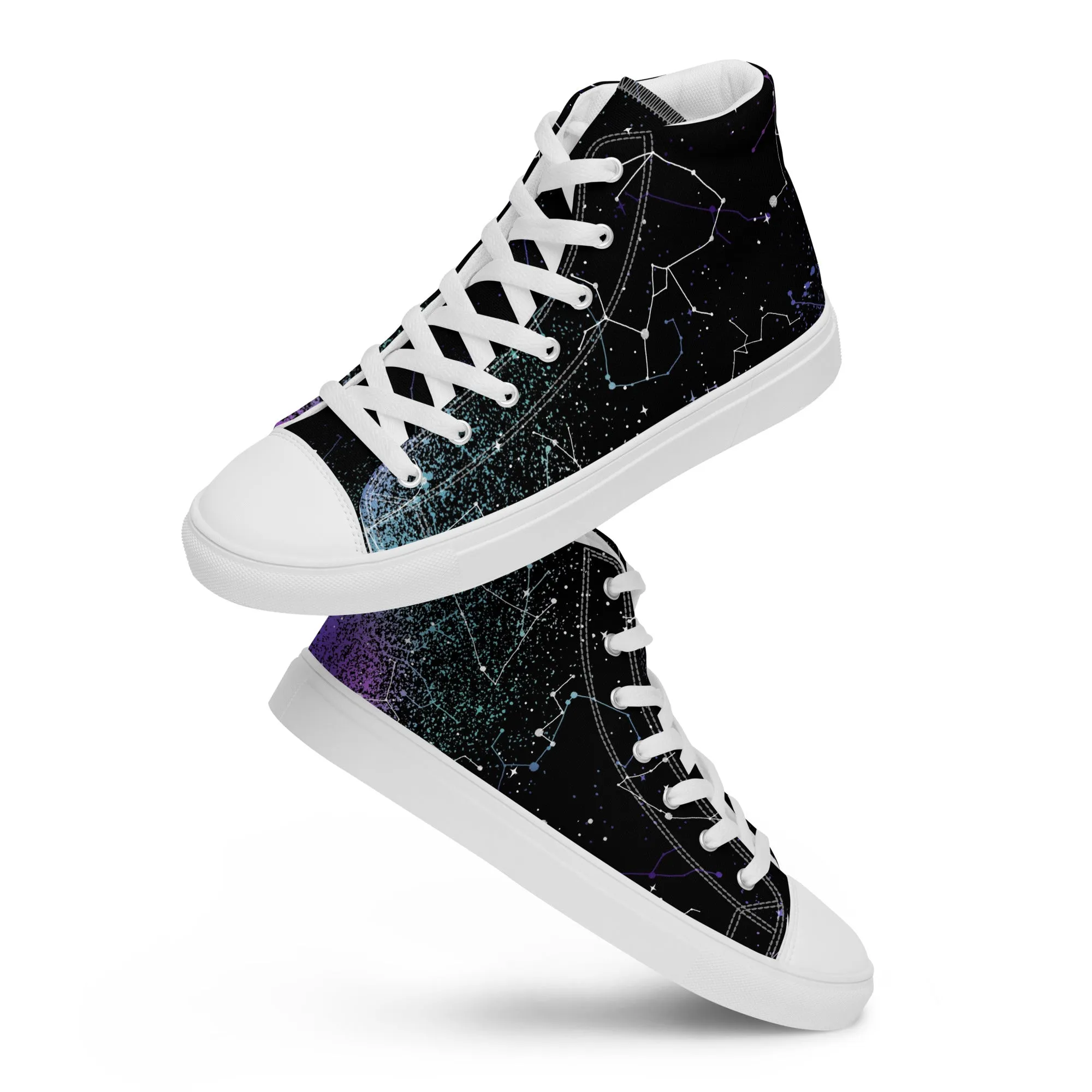 Aurora Women’s High Top Shoes - Cosmic Vegan Sneakers - Comfortable Goth Trainers - Witchy Astrology Fashion