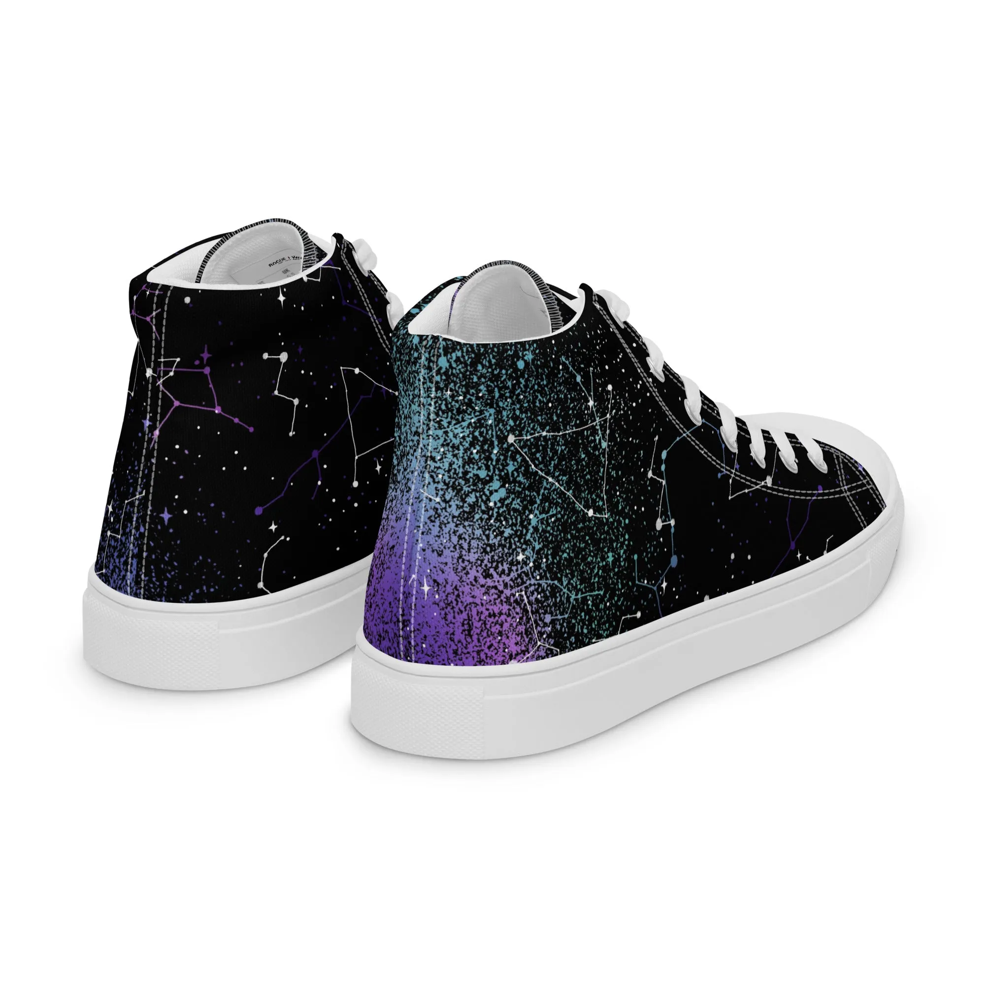 Aurora Women’s High Top Shoes - Cosmic Vegan Sneakers - Comfortable Goth Trainers - Witchy Astrology Fashion