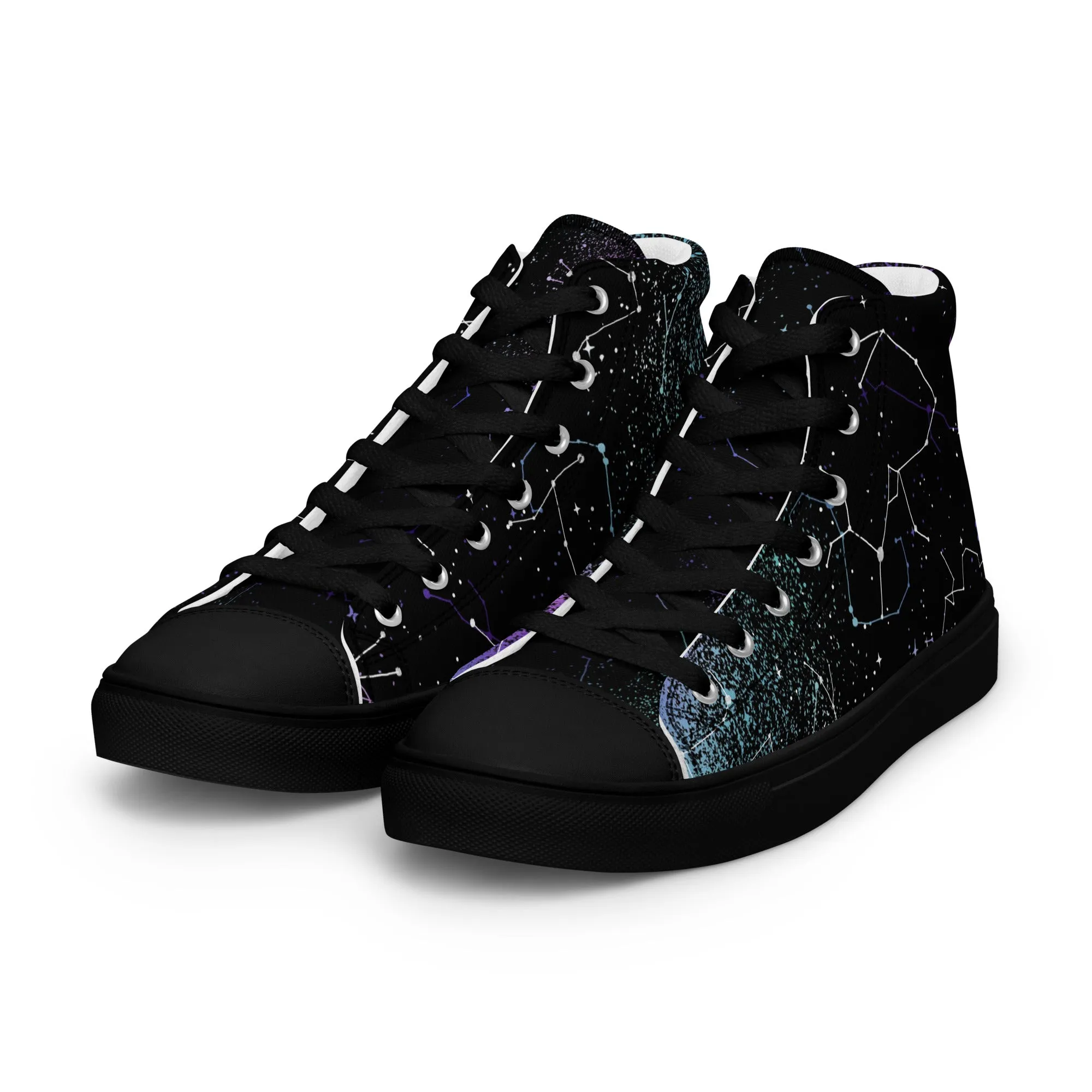 Aurora Women’s High Top Shoes - Cosmic Vegan Sneakers - Comfortable Goth Trainers - Witchy Astrology Fashion