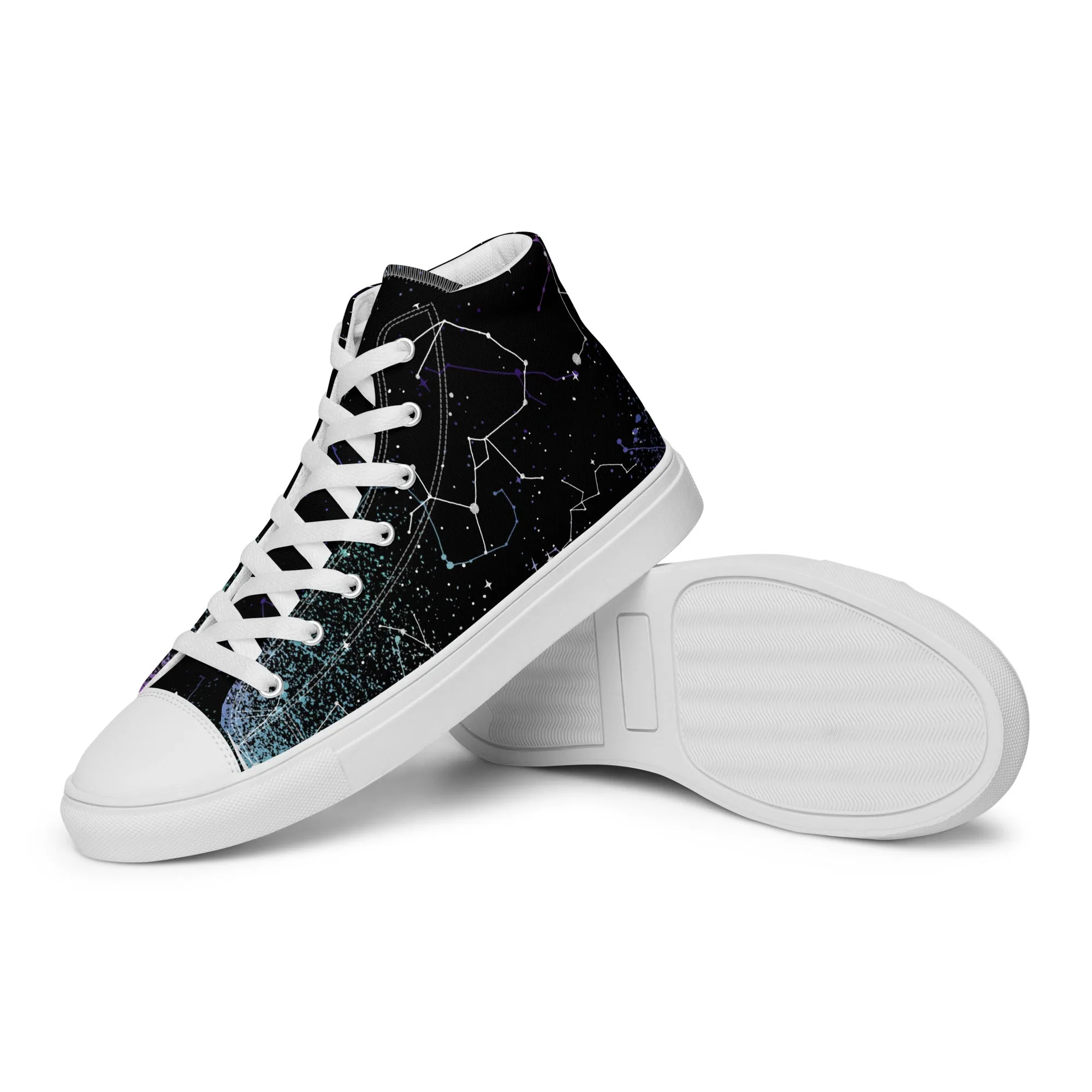 Aurora Women’s High Top Shoes - Cosmic Vegan Sneakers - Comfortable Goth Trainers - Witchy Astrology Fashion