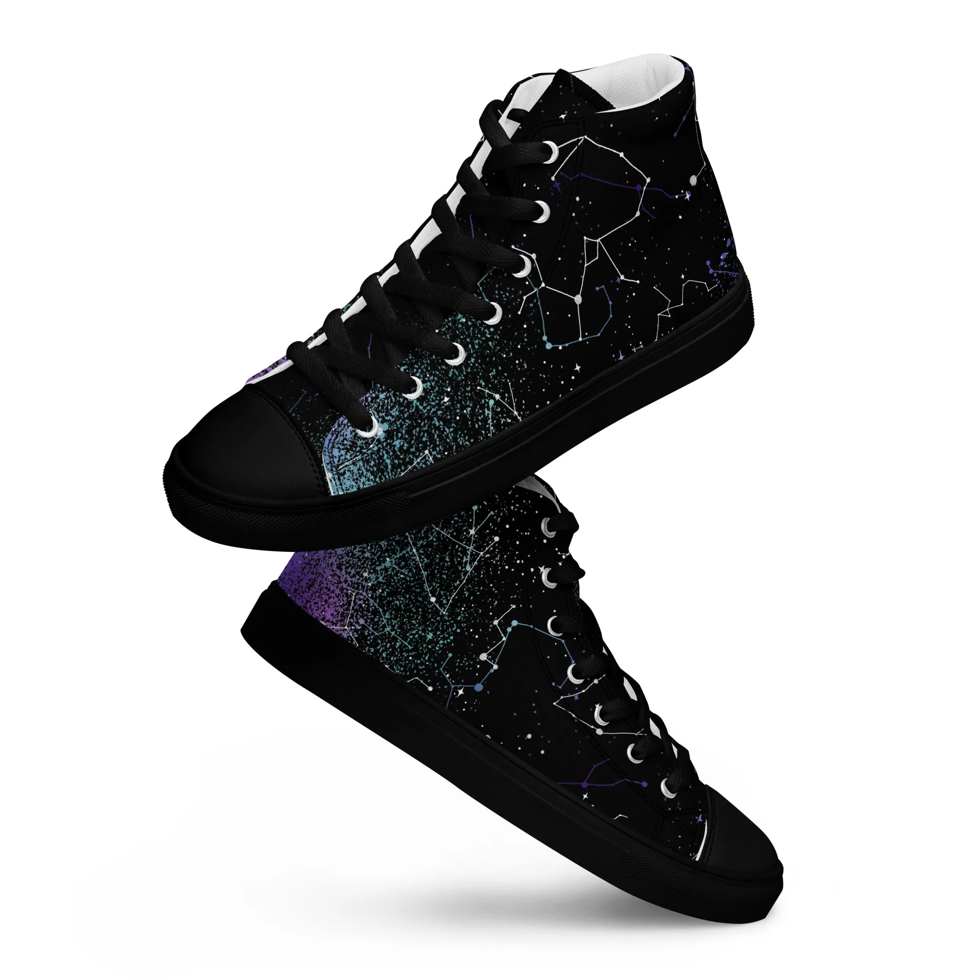 Aurora Women’s High Top Shoes - Cosmic Vegan Sneakers - Comfortable Goth Trainers - Witchy Astrology Fashion