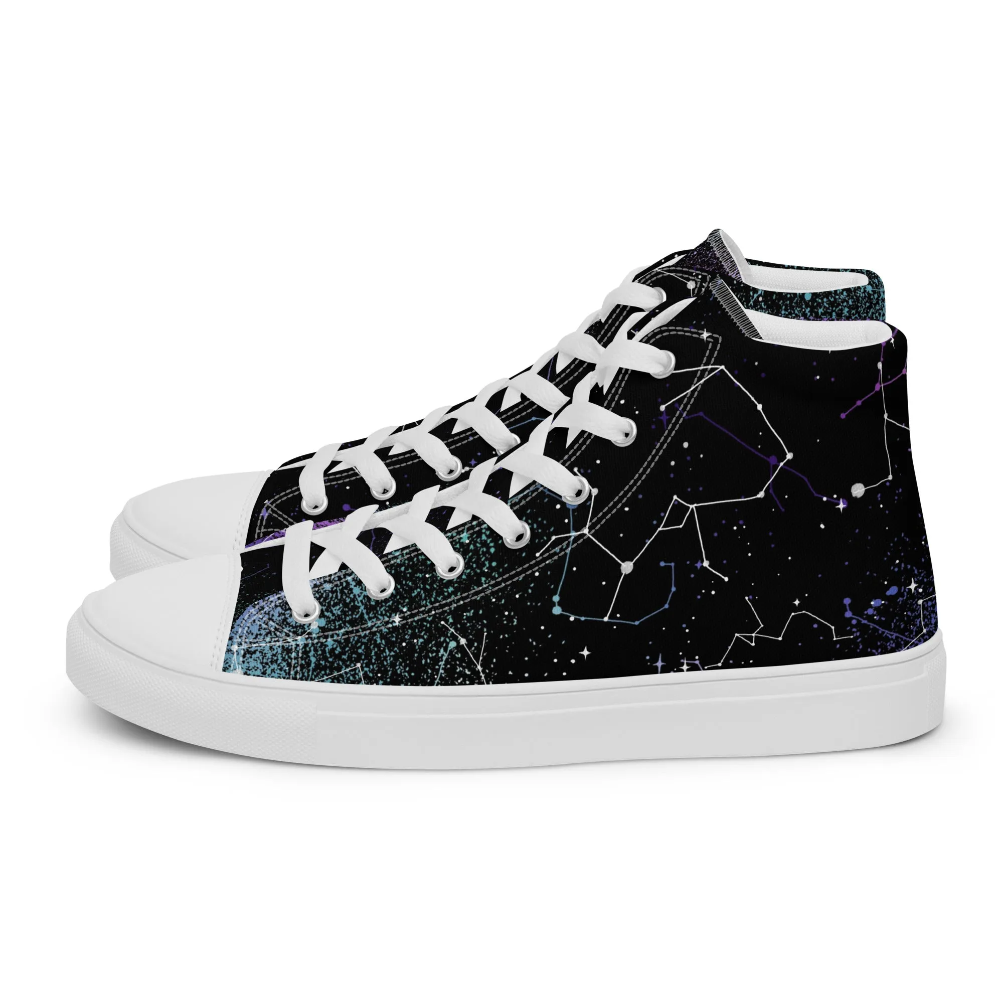 Aurora Women’s High Top Shoes - Cosmic Vegan Sneakers - Comfortable Goth Trainers - Witchy Astrology Fashion