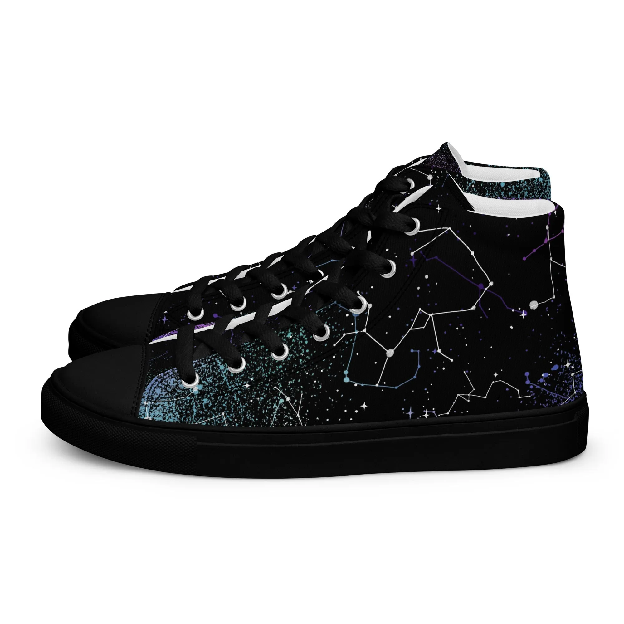 Aurora Women’s High Top Shoes - Cosmic Vegan Sneakers - Comfortable Goth Trainers - Witchy Astrology Fashion