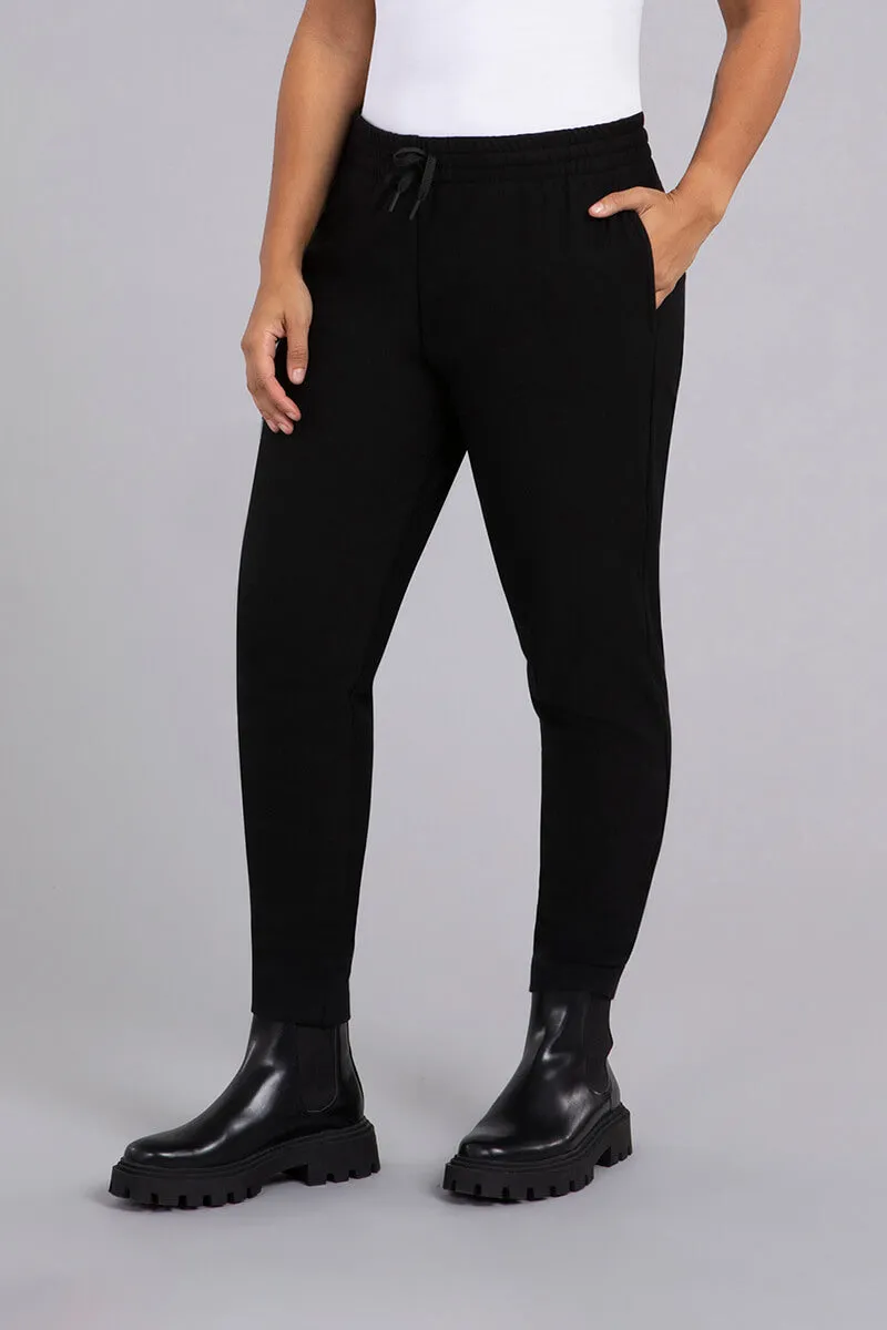 Bamboo Fleece Pleat Hem Jogger | Black