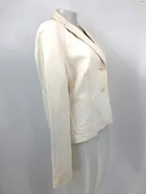 BANANA REPUBLIC Beige Leather Blazer Women Size LARGE  (L) Jacket