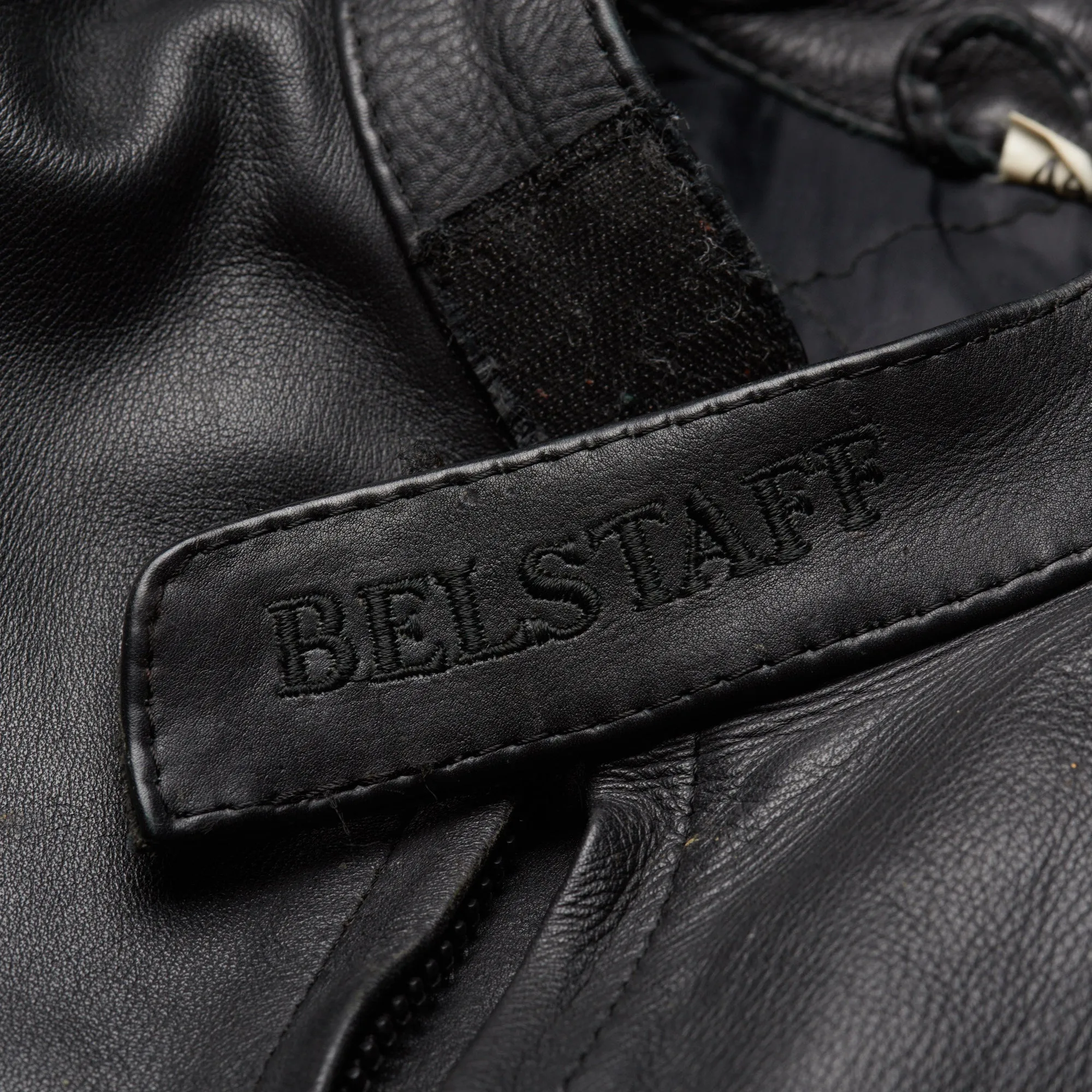 BELSTAFF Black Leather Motorcycle Jacket Protectors Size 44 US S Made in UK