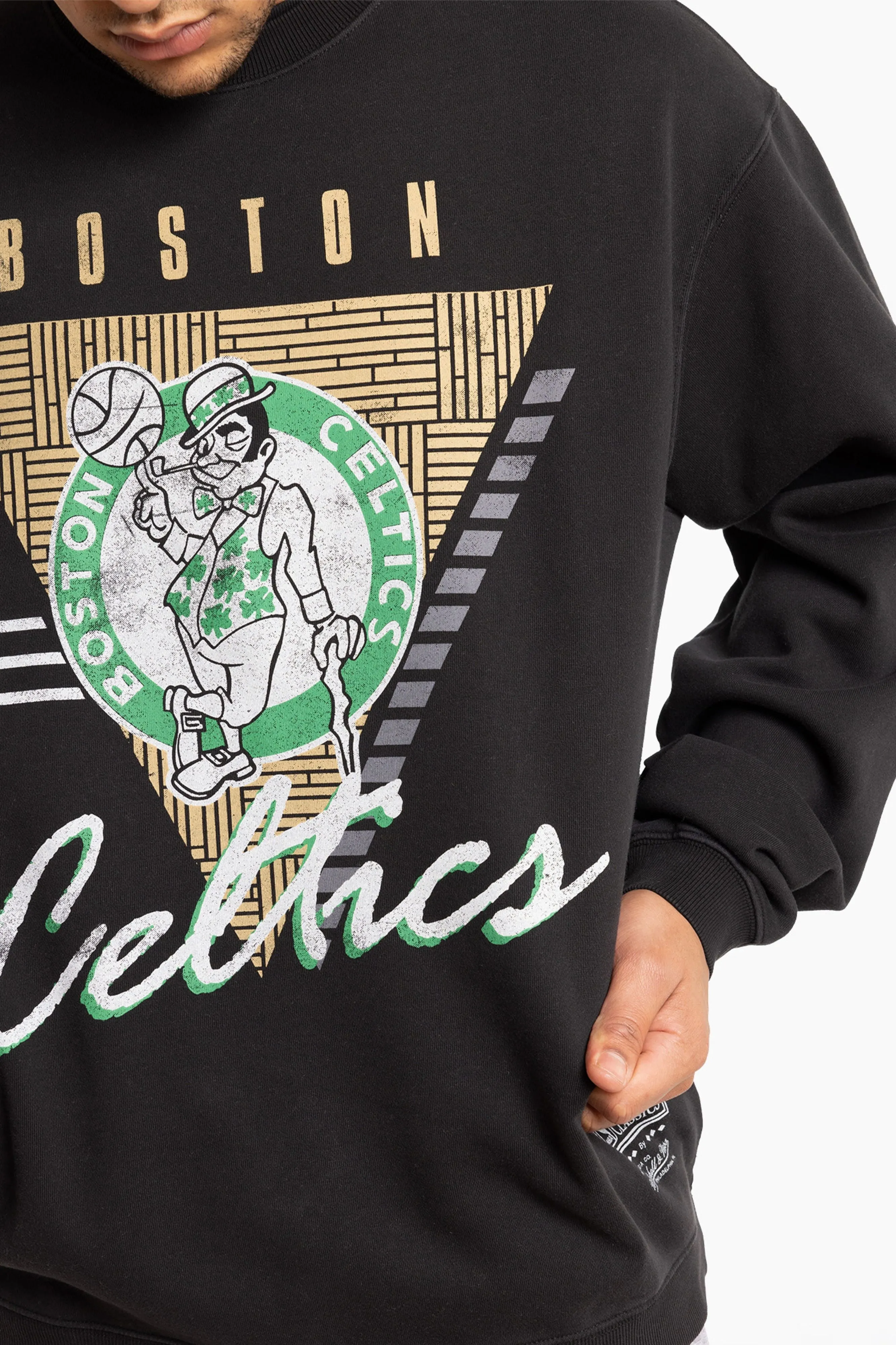 Boston Celtics Logo Crew | Faded Black