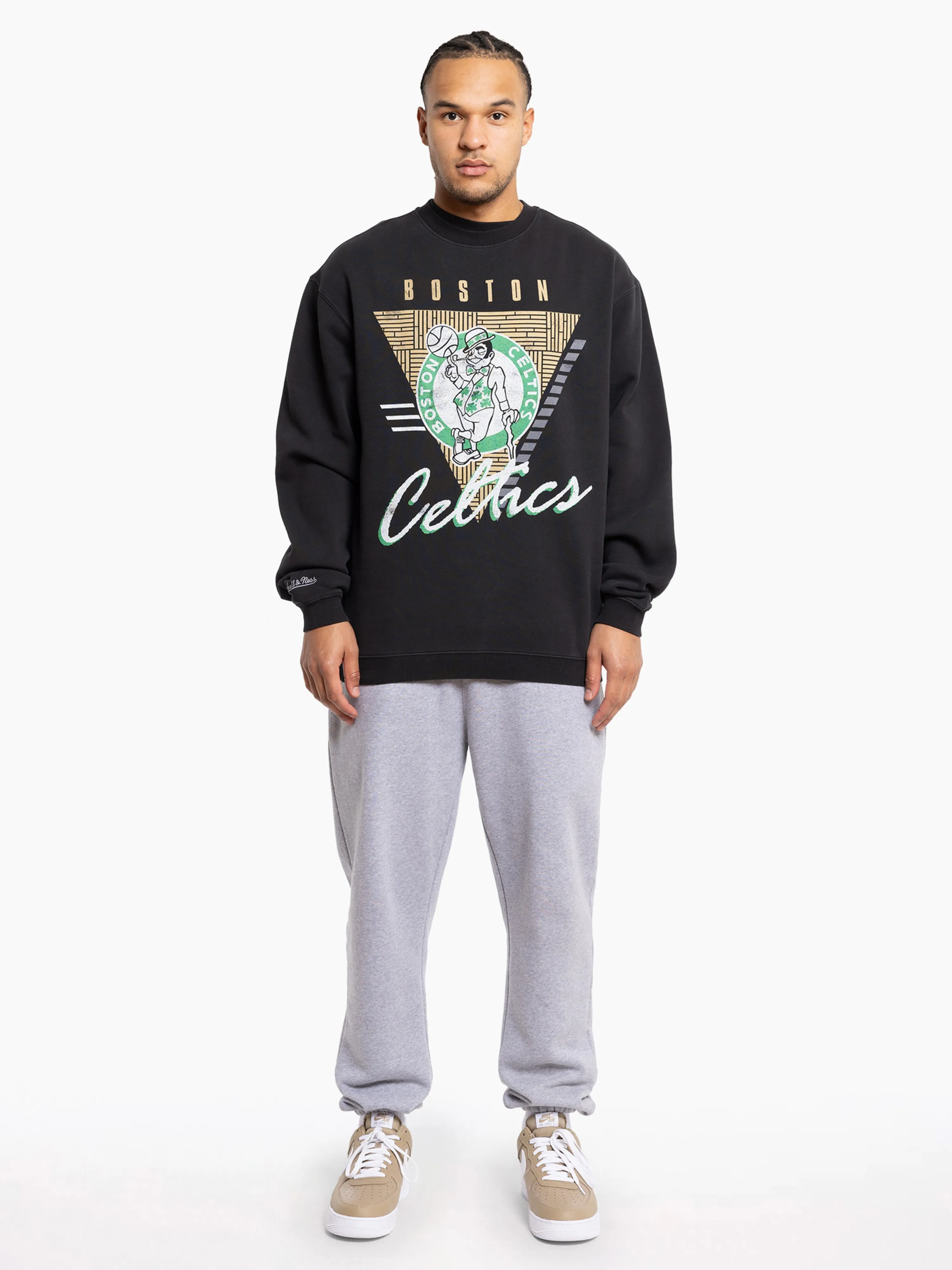 Boston Celtics Logo Crew | Faded Black