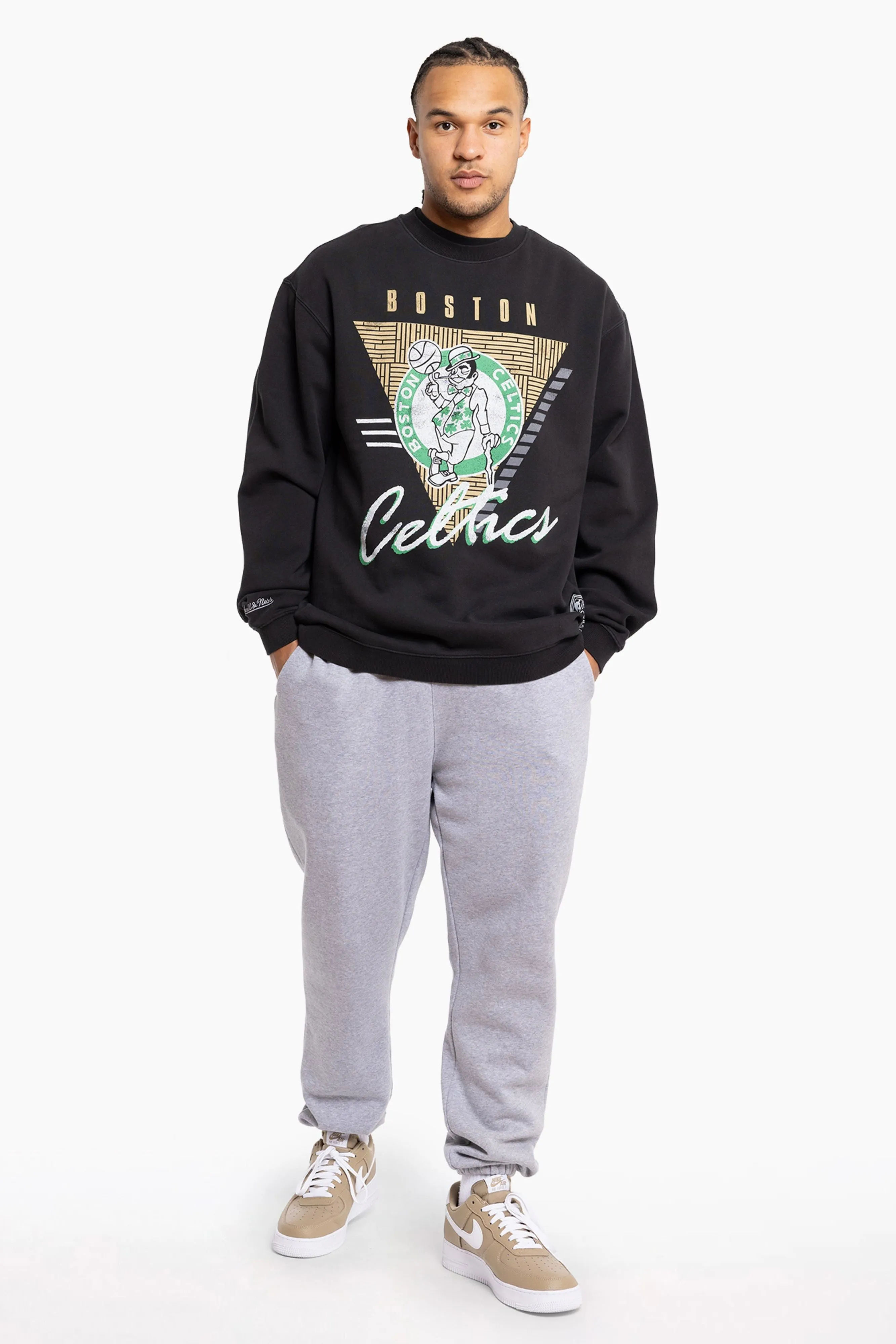 Boston Celtics Logo Crew | Faded Black