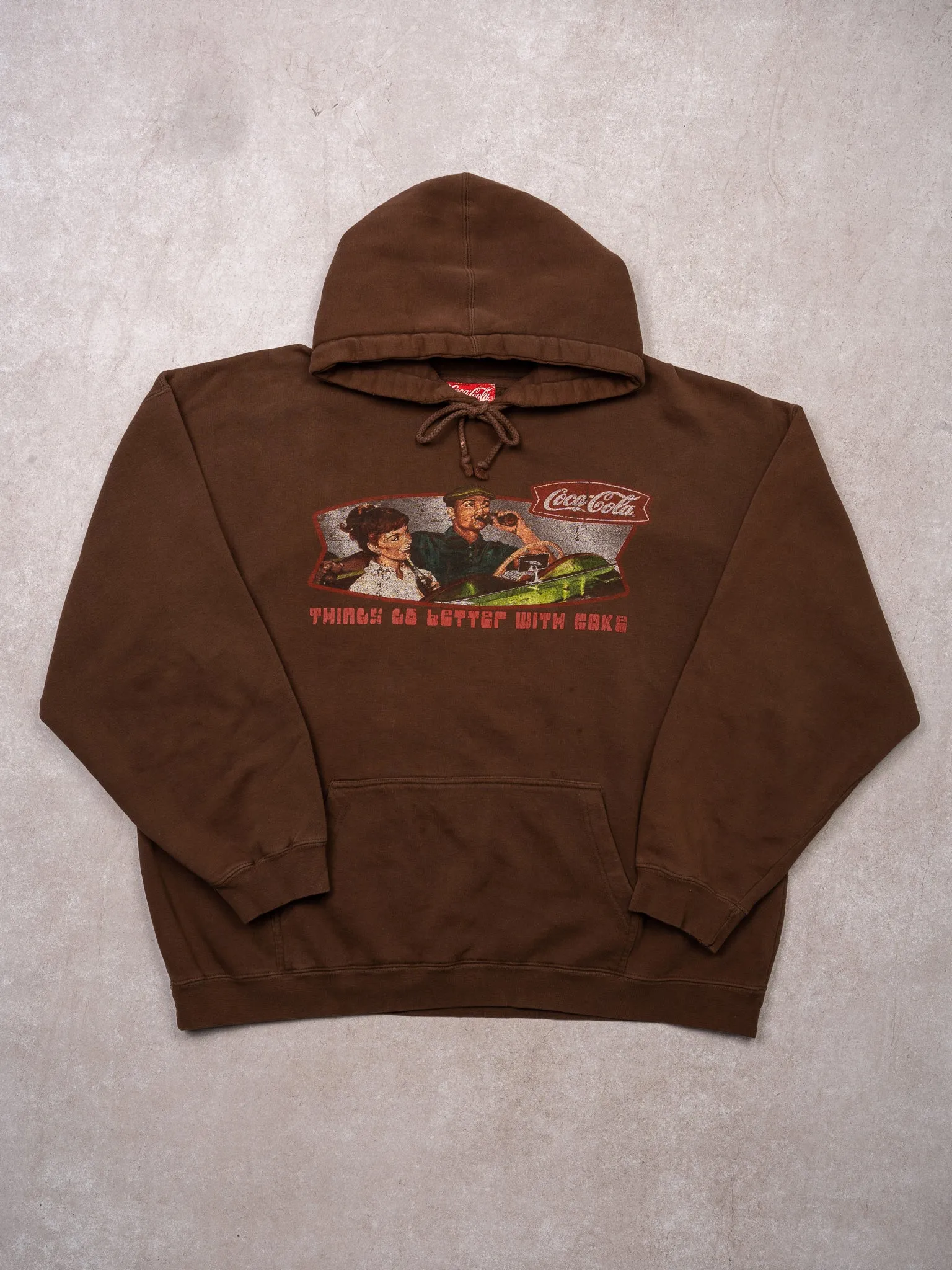 Brown Coca Cola Graphic Hoodie (XL)