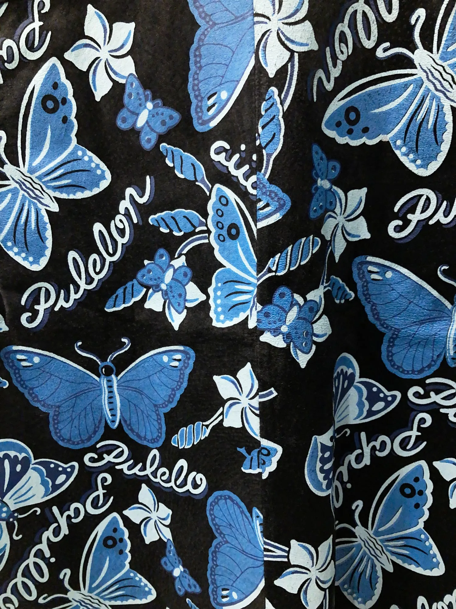 Chevignon Girl Print black and blue butterfly print leather shirt jacket - 38