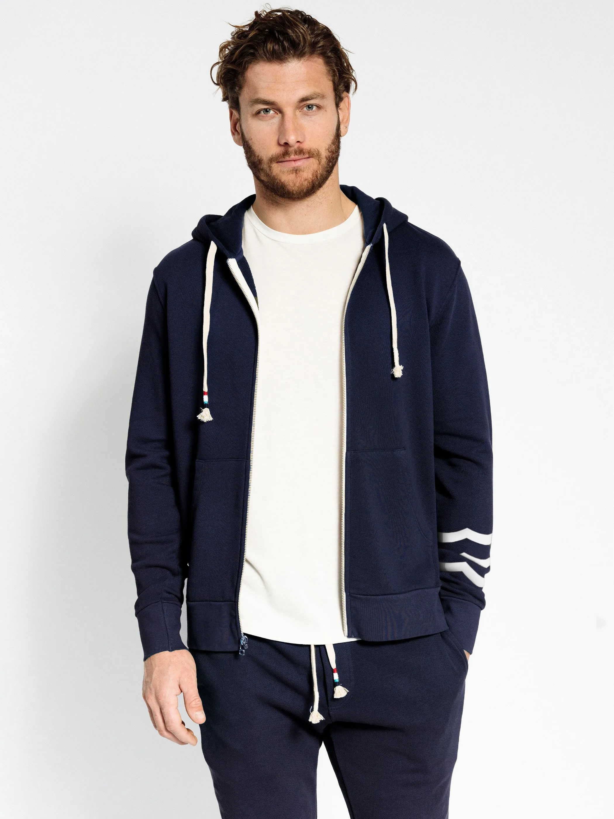 Coastal Waves Zip Hoodie - Indigo