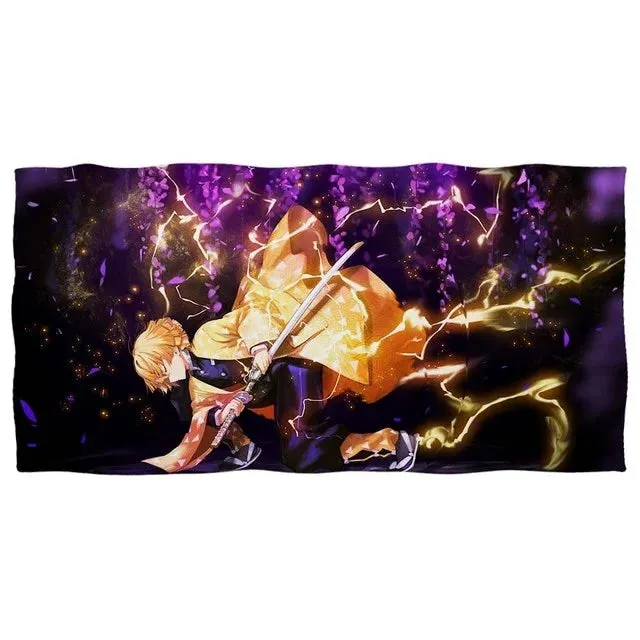 Demon Slayer Bath Towels Nezuko Kamado Printing Anime Home Decor Textile Comfortable