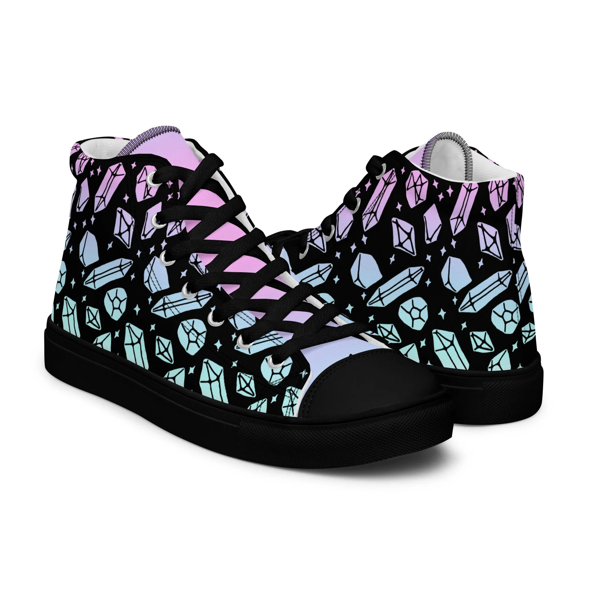 Divination Crystals Women’s High Top Shoes - Magical Vegan Sneakers - Comfortable Goth Trainers - Witchy Pagan Occult Style