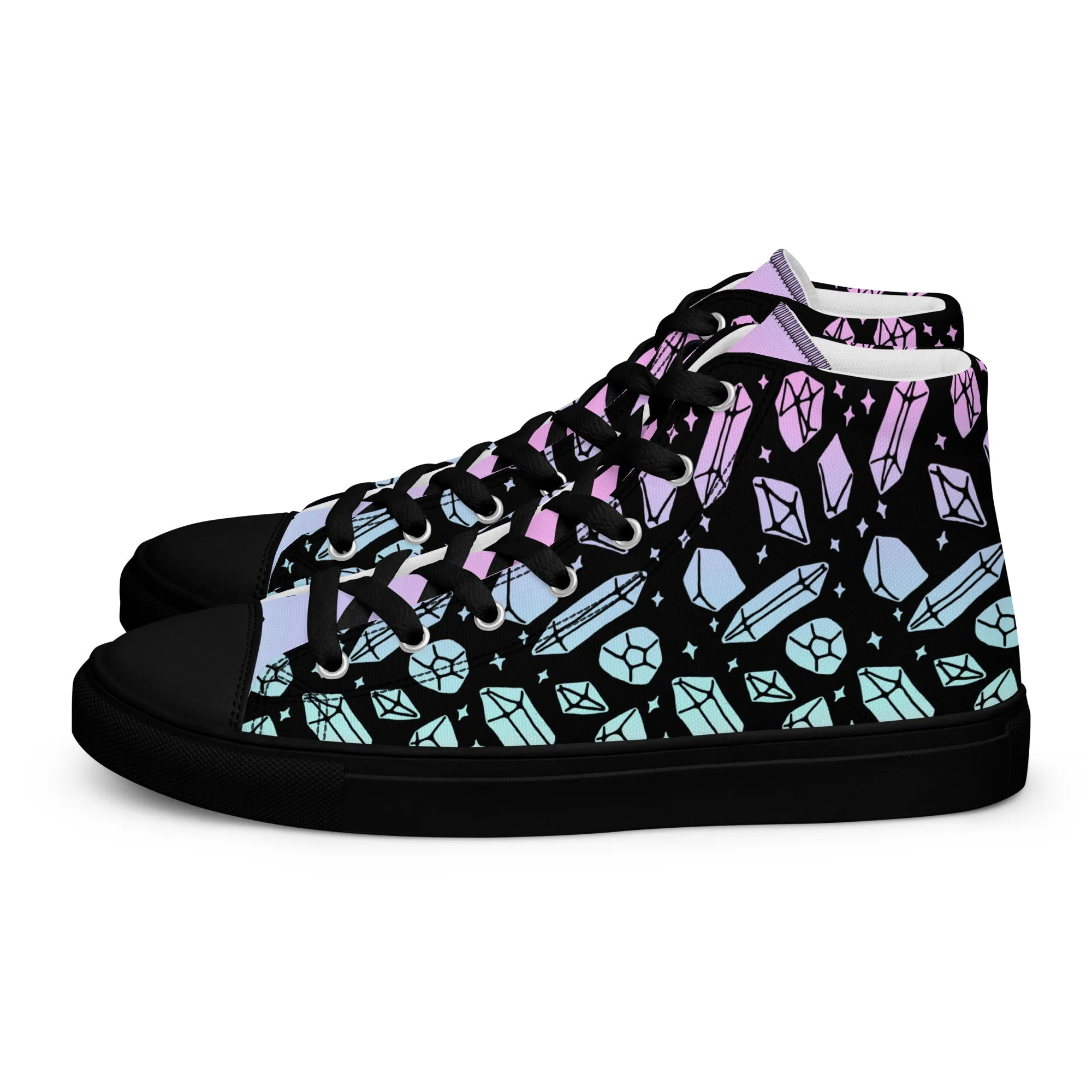 Divination Crystals Women’s High Top Shoes - Magical Vegan Sneakers - Comfortable Goth Trainers - Witchy Pagan Occult Style