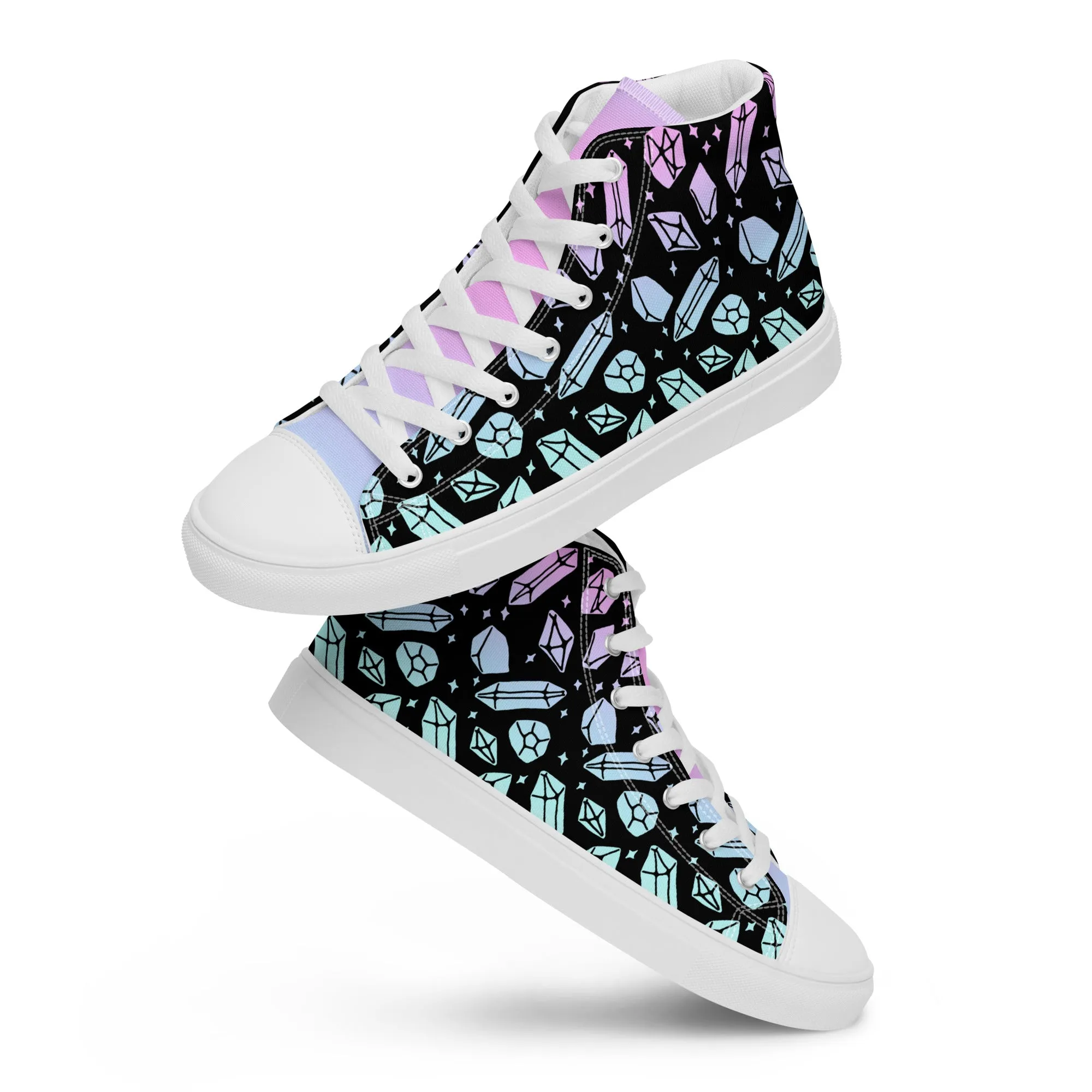 Divination Crystals Women’s High Top Shoes - Magical Vegan Sneakers - Comfortable Goth Trainers - Witchy Pagan Occult Style