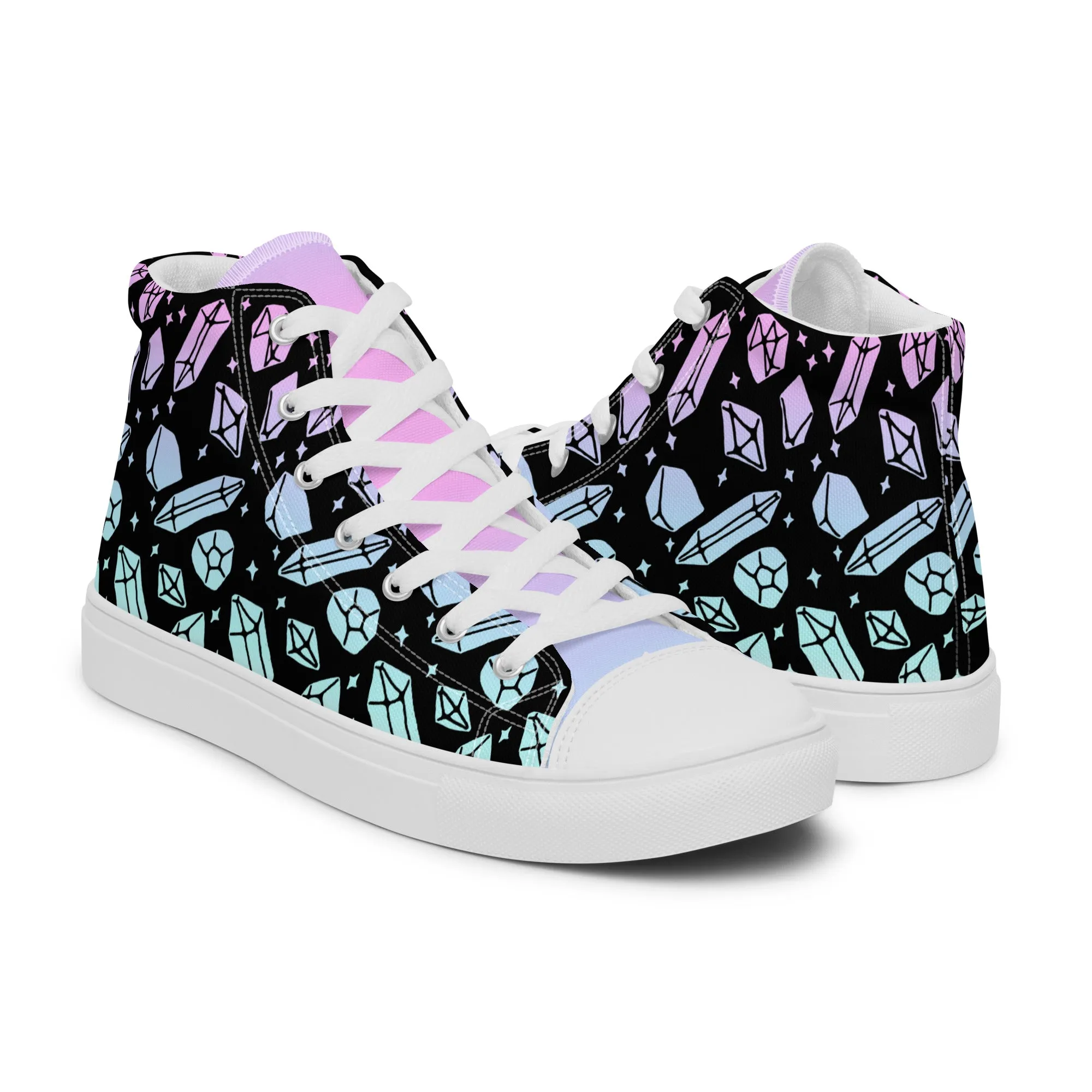 Divination Crystals Women’s High Top Shoes - Magical Vegan Sneakers - Comfortable Goth Trainers - Witchy Pagan Occult Style