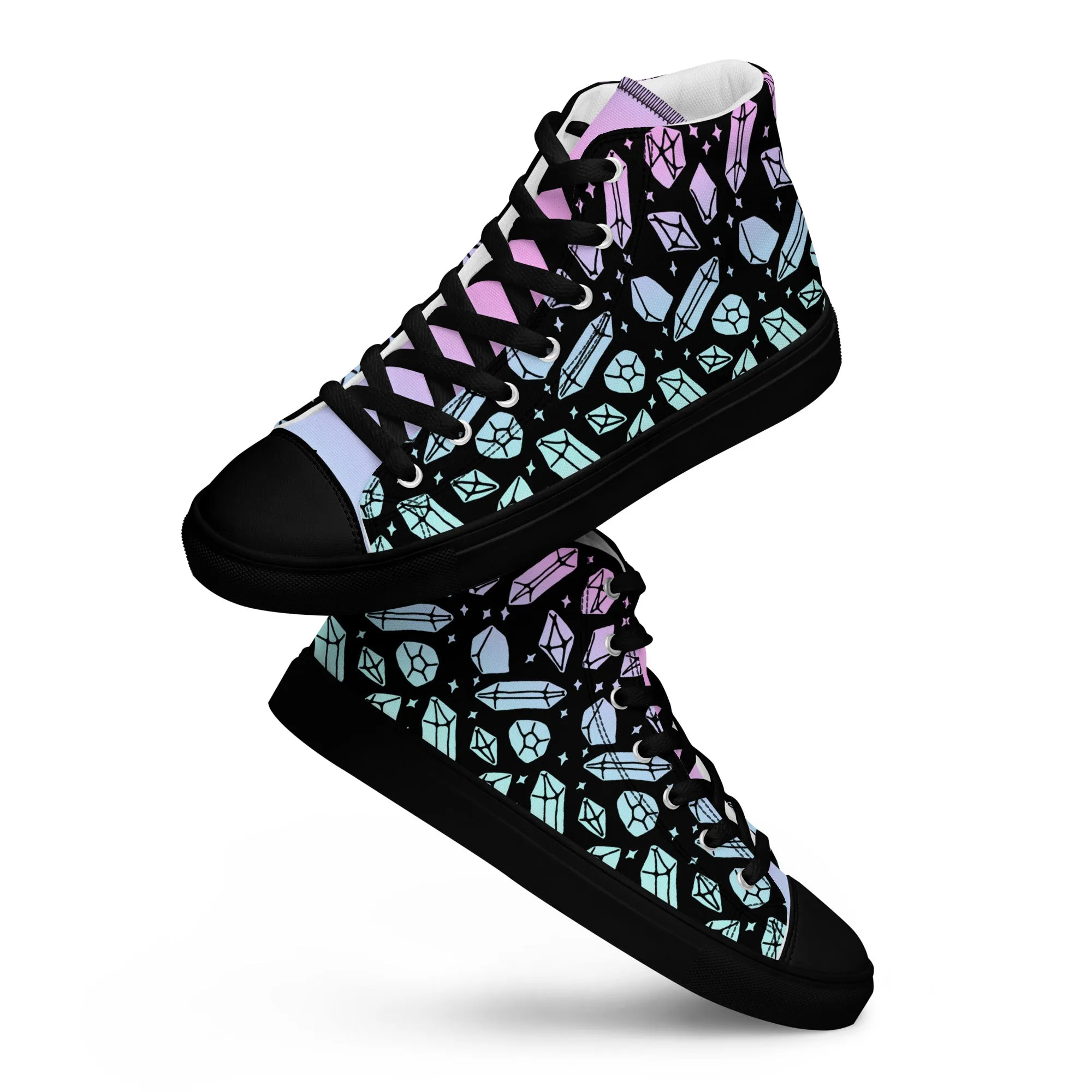 Divination Crystals Women’s High Top Shoes - Magical Vegan Sneakers - Comfortable Goth Trainers - Witchy Pagan Occult Style