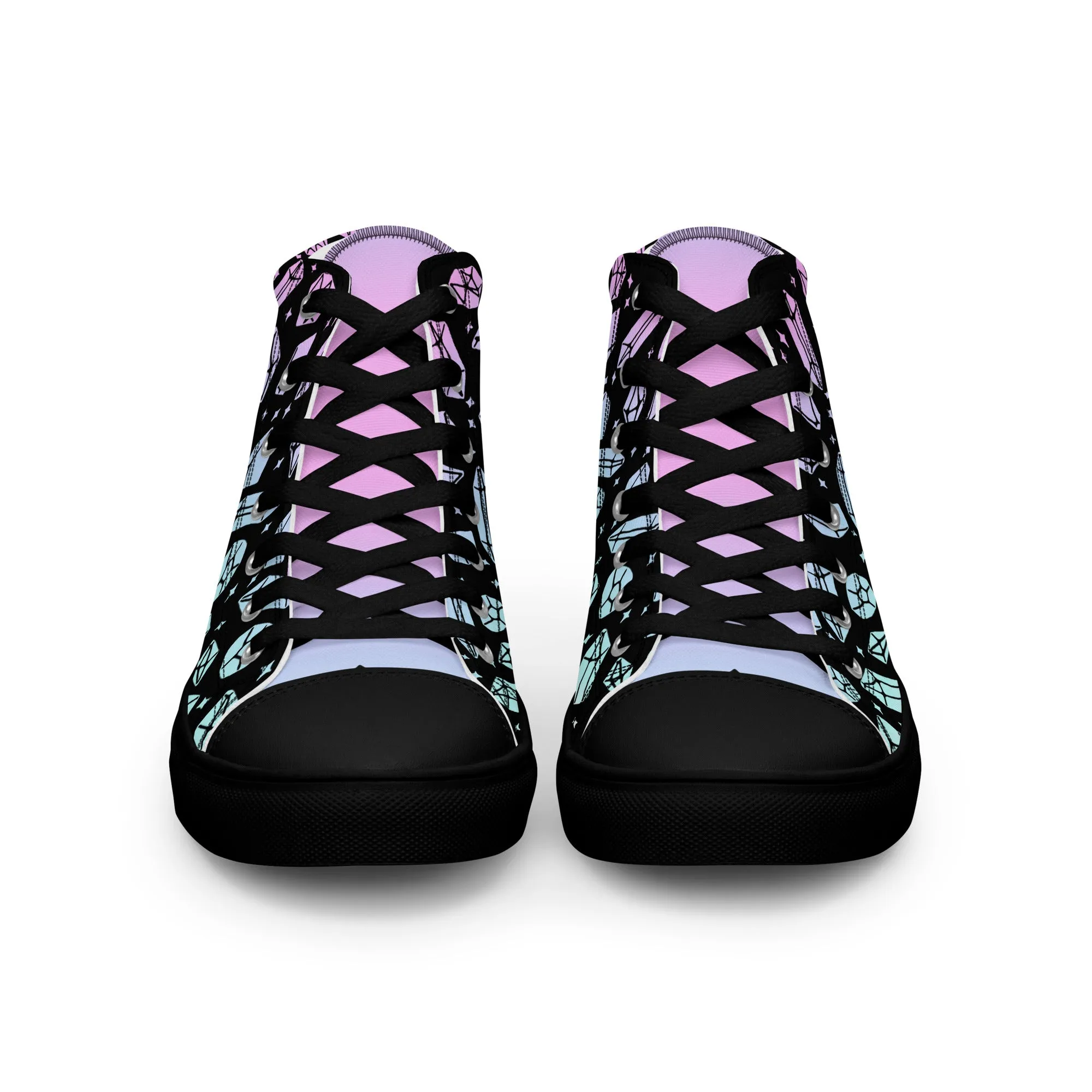 Divination Crystals Women’s High Top Shoes - Magical Vegan Sneakers - Comfortable Goth Trainers - Witchy Pagan Occult Style