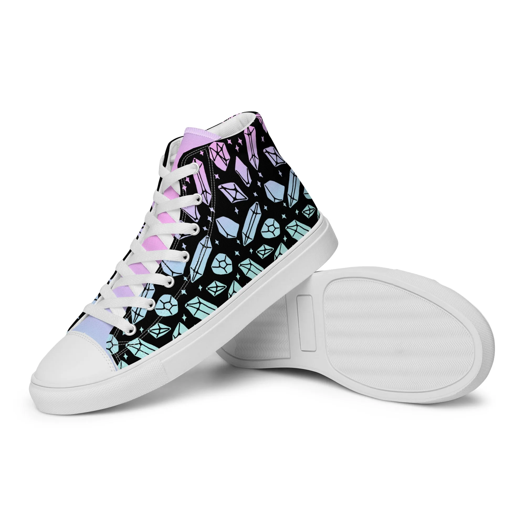 Divination Crystals Women’s High Top Shoes - Magical Vegan Sneakers - Comfortable Goth Trainers - Witchy Pagan Occult Style