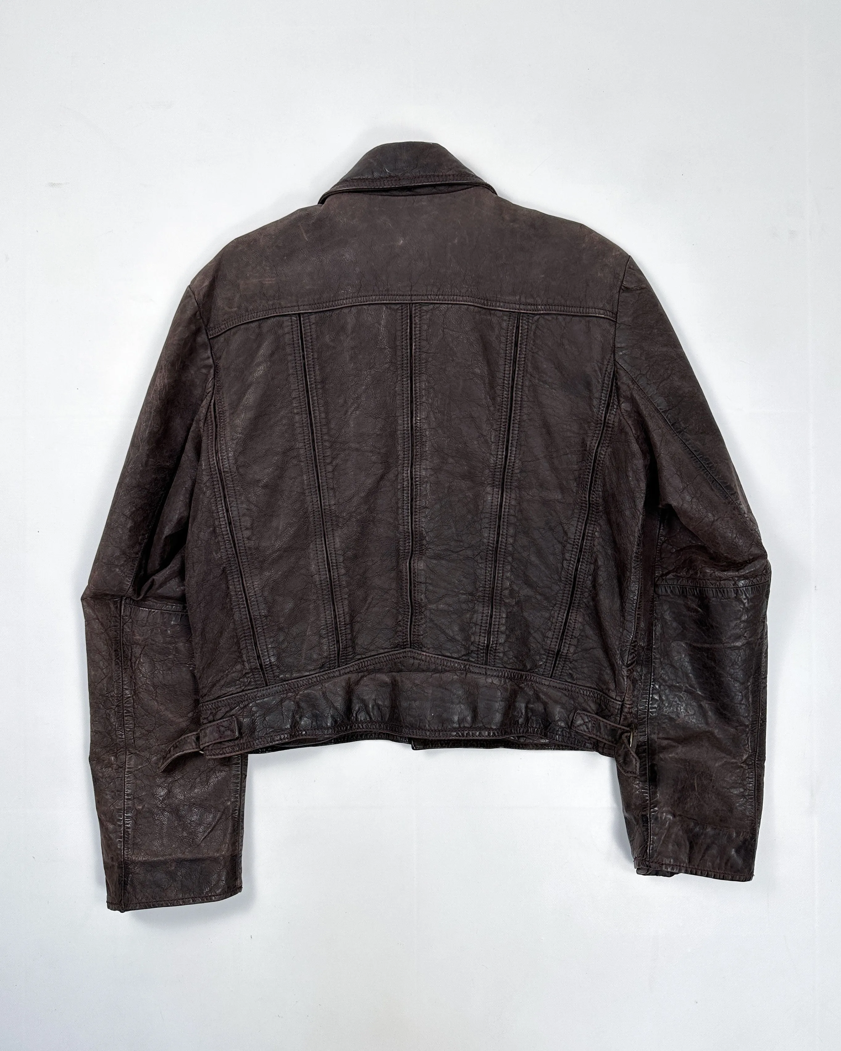 DKNY Brown Cropped Leather Jacket 1990's