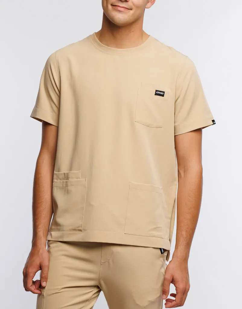 Essential Crewneck Scrub Top - Warm Sand