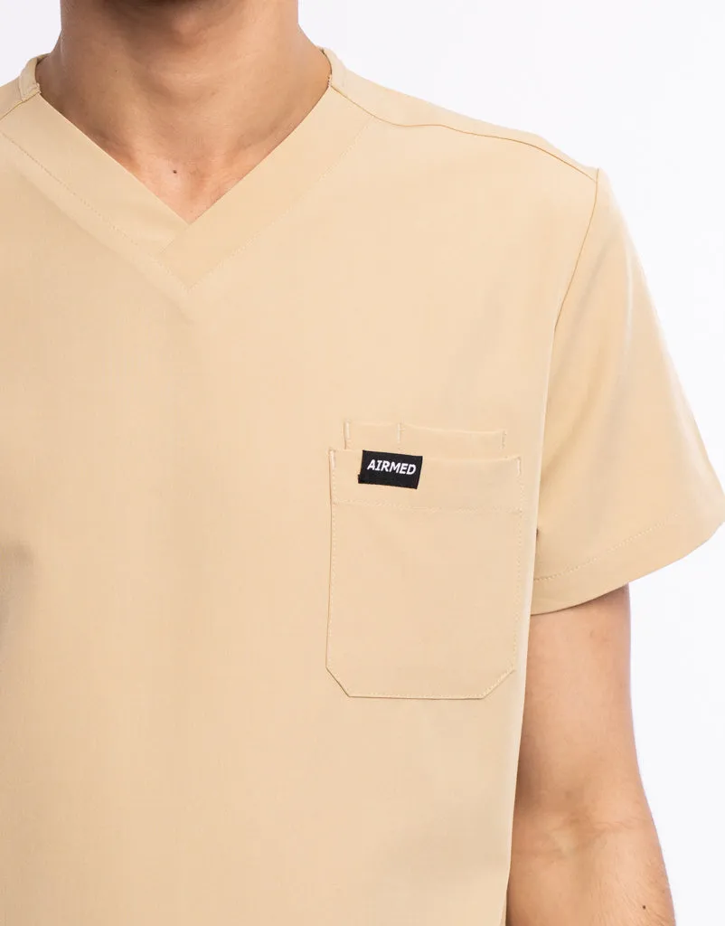 Essential V Neck Scrub Top - Warm Sand