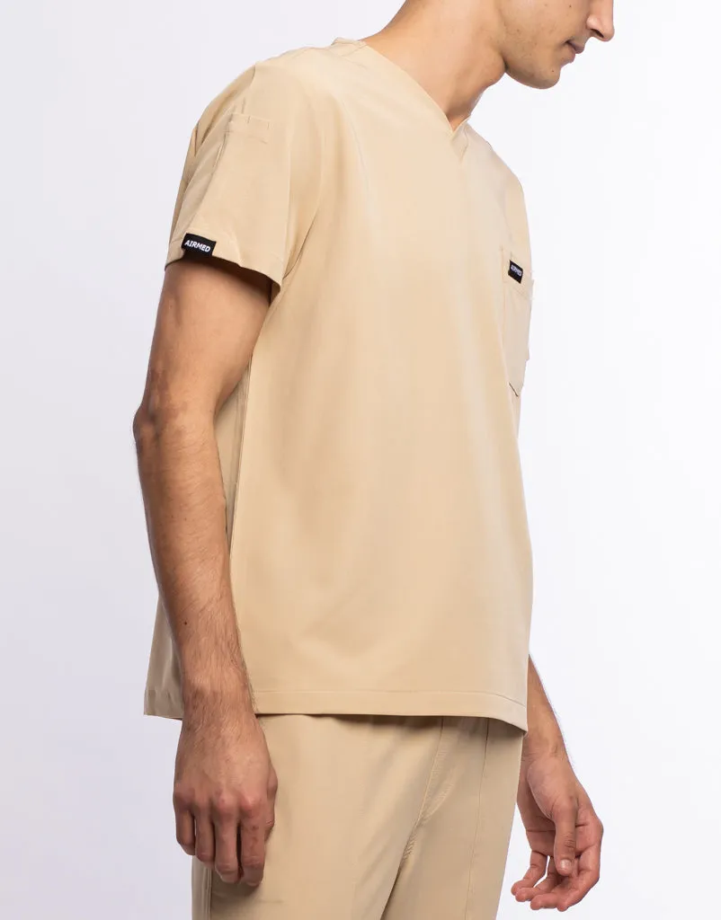 Essential V Neck Scrub Top - Warm Sand