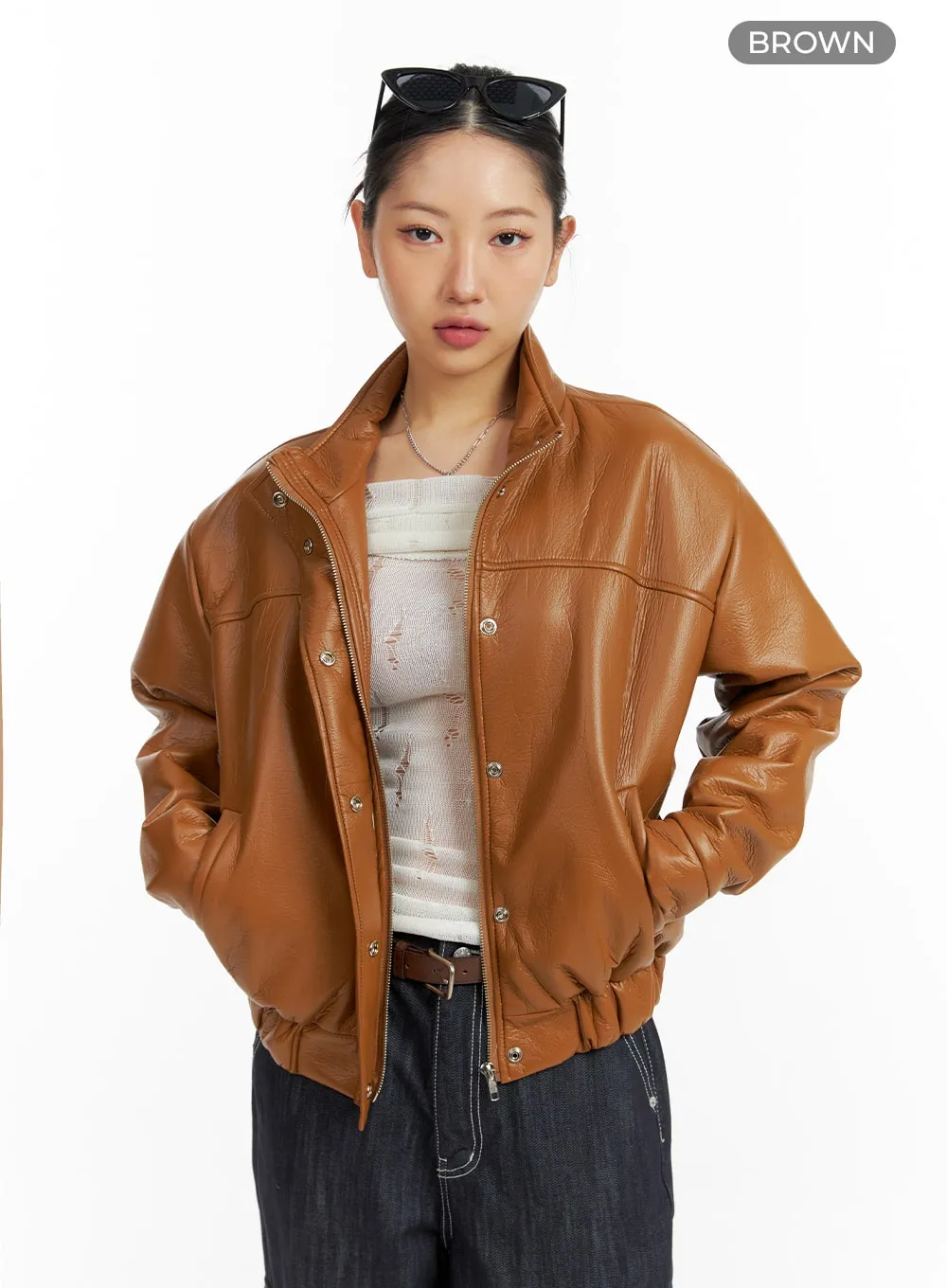 Faux Leather Biker Jacket CF416