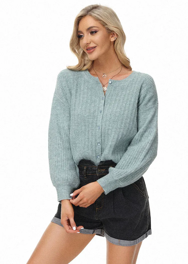 Frieeah Crew Neck Cardigan Sweater