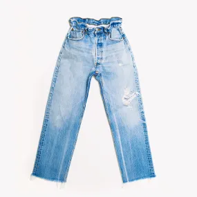 Gathered Waistband Vintage High Waisted Jeans