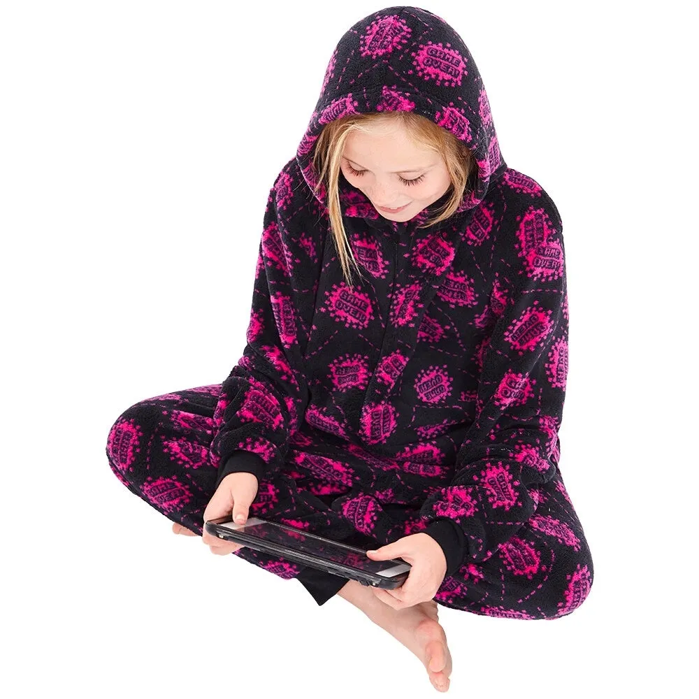 Girls Game Over! Print Fleece Onesie