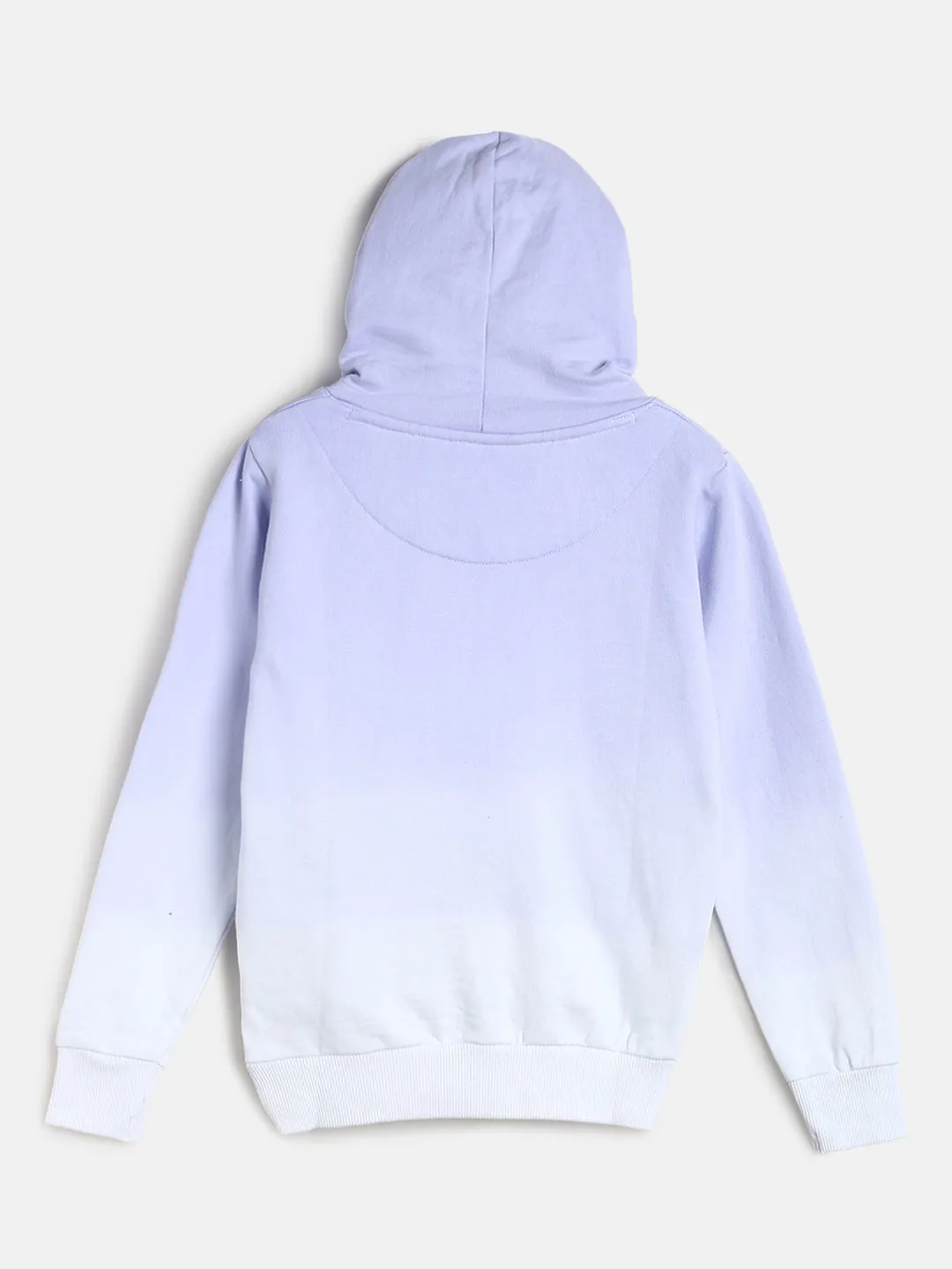 Girls Pastel Lilac Ombre Printed Sweatshirt With Hood