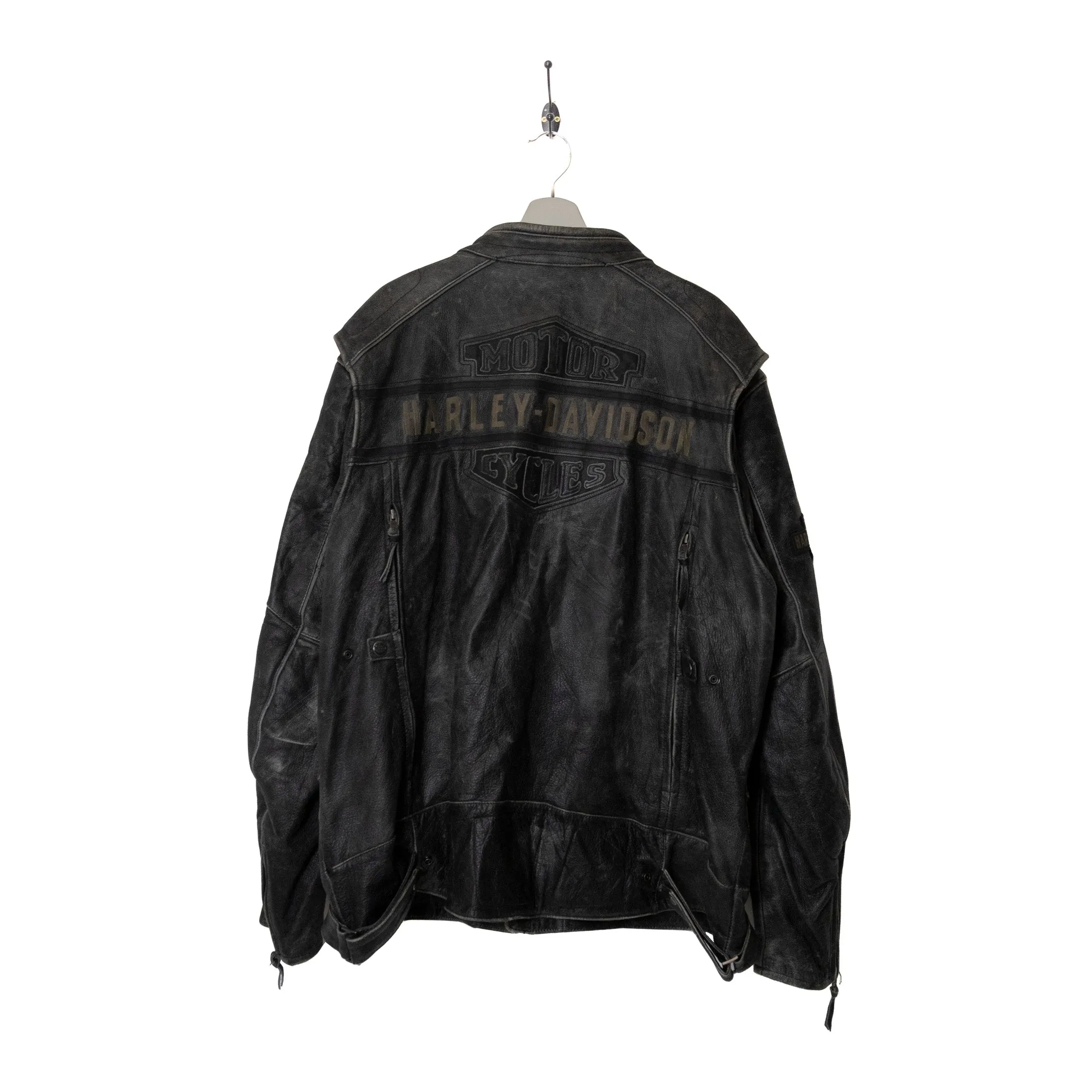 Harley Davidson Embroidered Spellout Weathered Leather Jacket