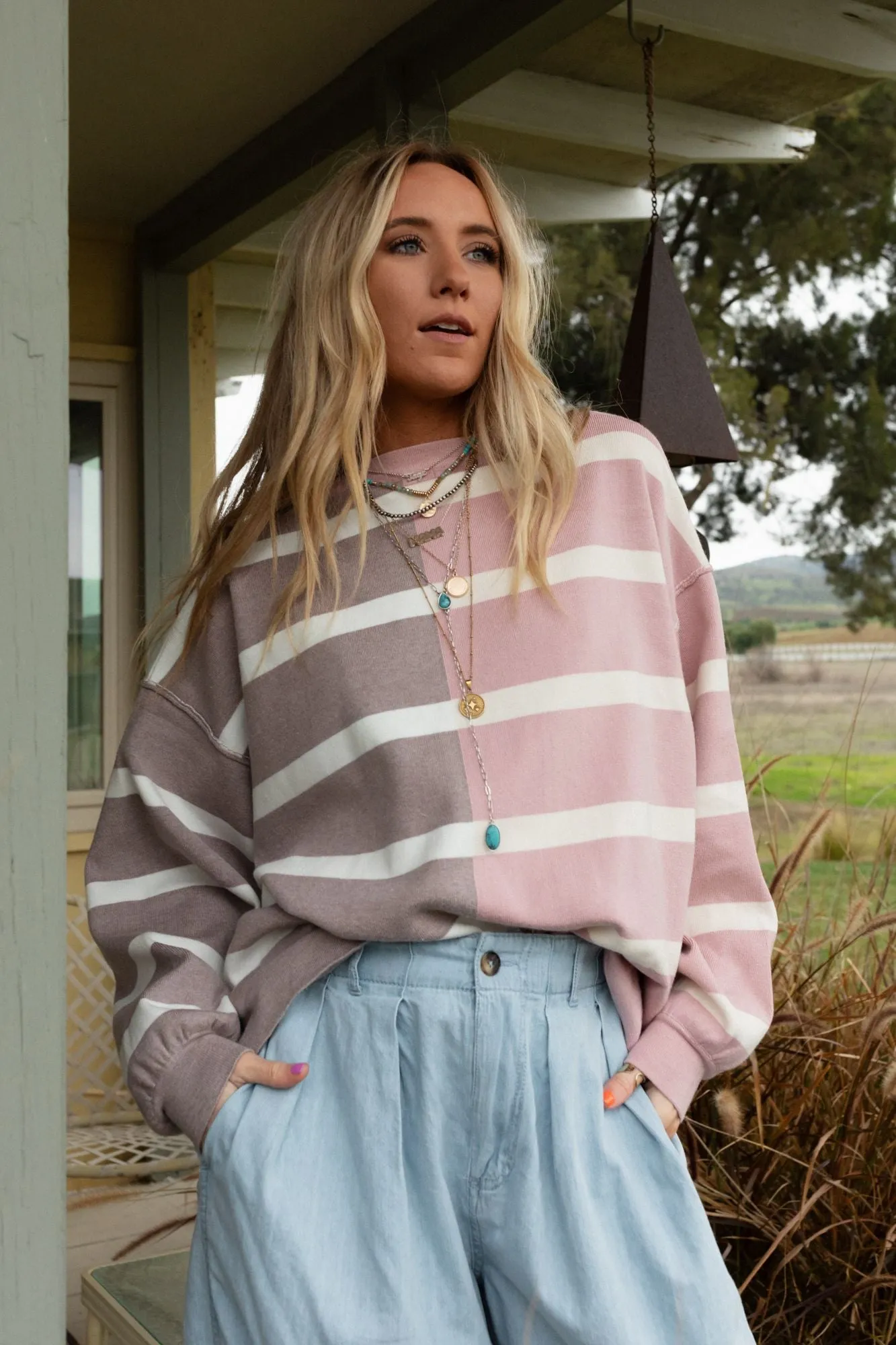 Hearts Collide Sweater - Rose