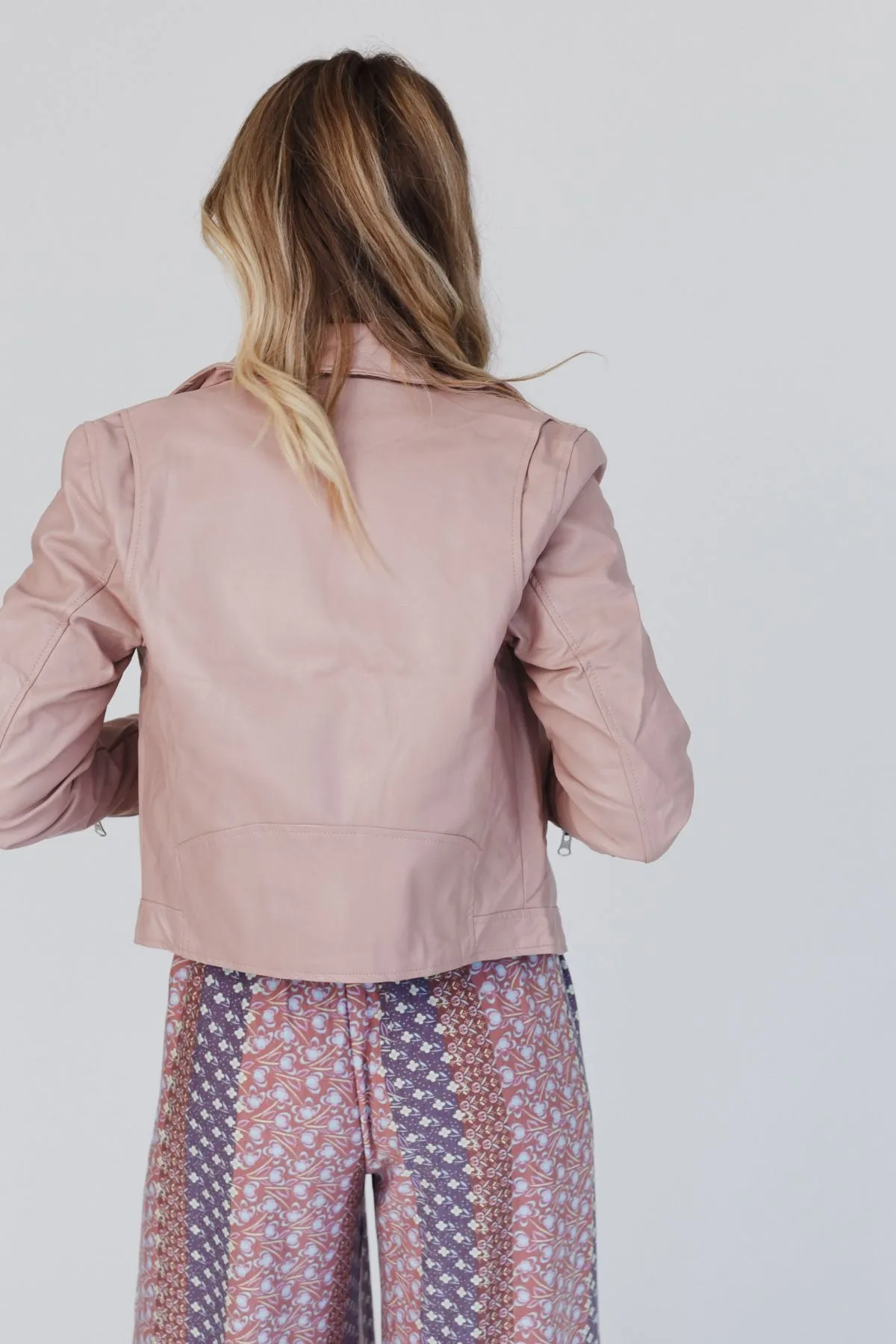 Hit The Road Vegan Leather Jacket - Blush